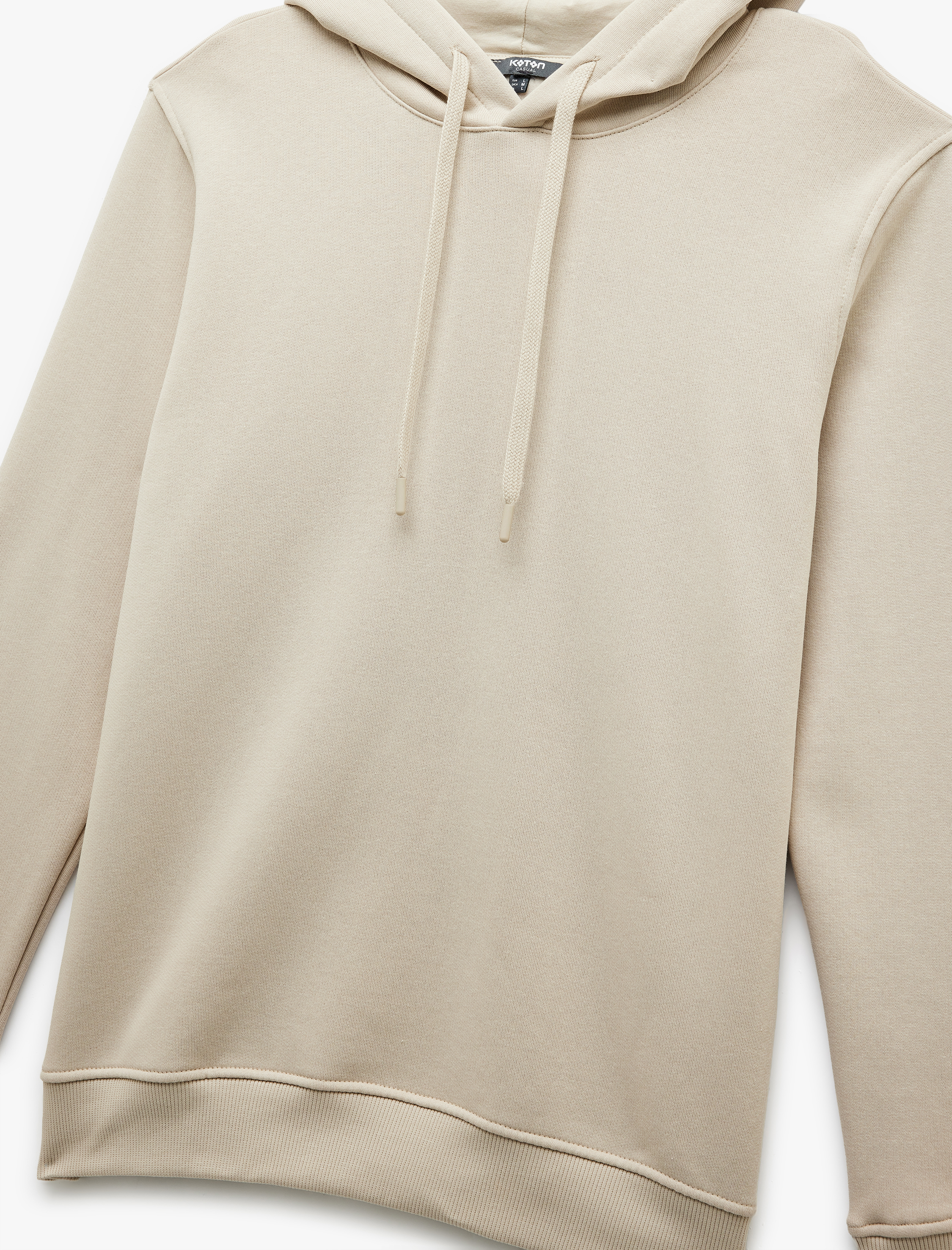   Şardonlu Uzun Kollu Basic Kapşonlu Sweatshirt