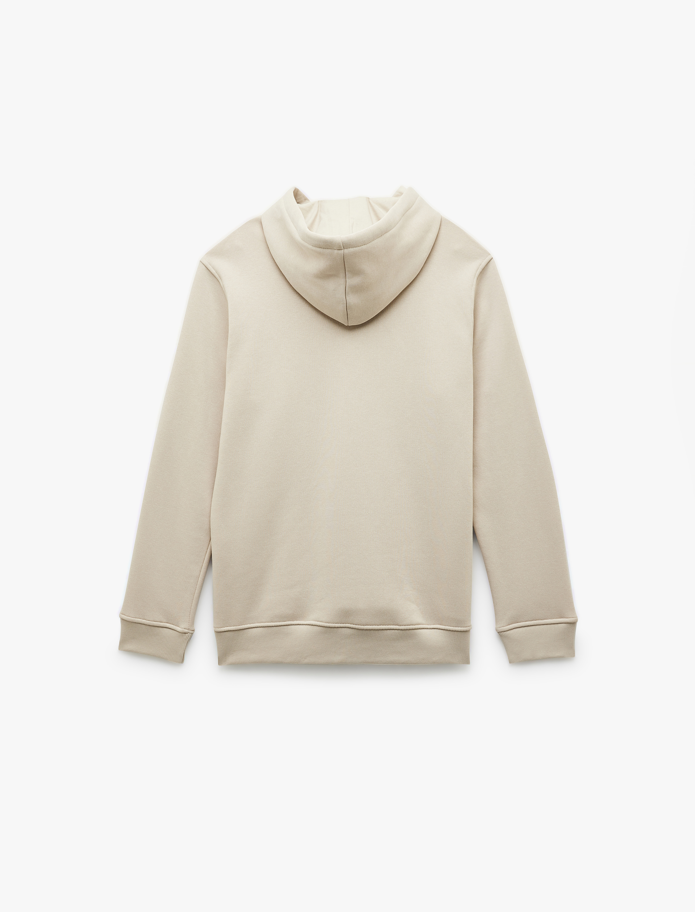   Şardonlu Uzun Kollu Basic Kapşonlu Sweatshirt