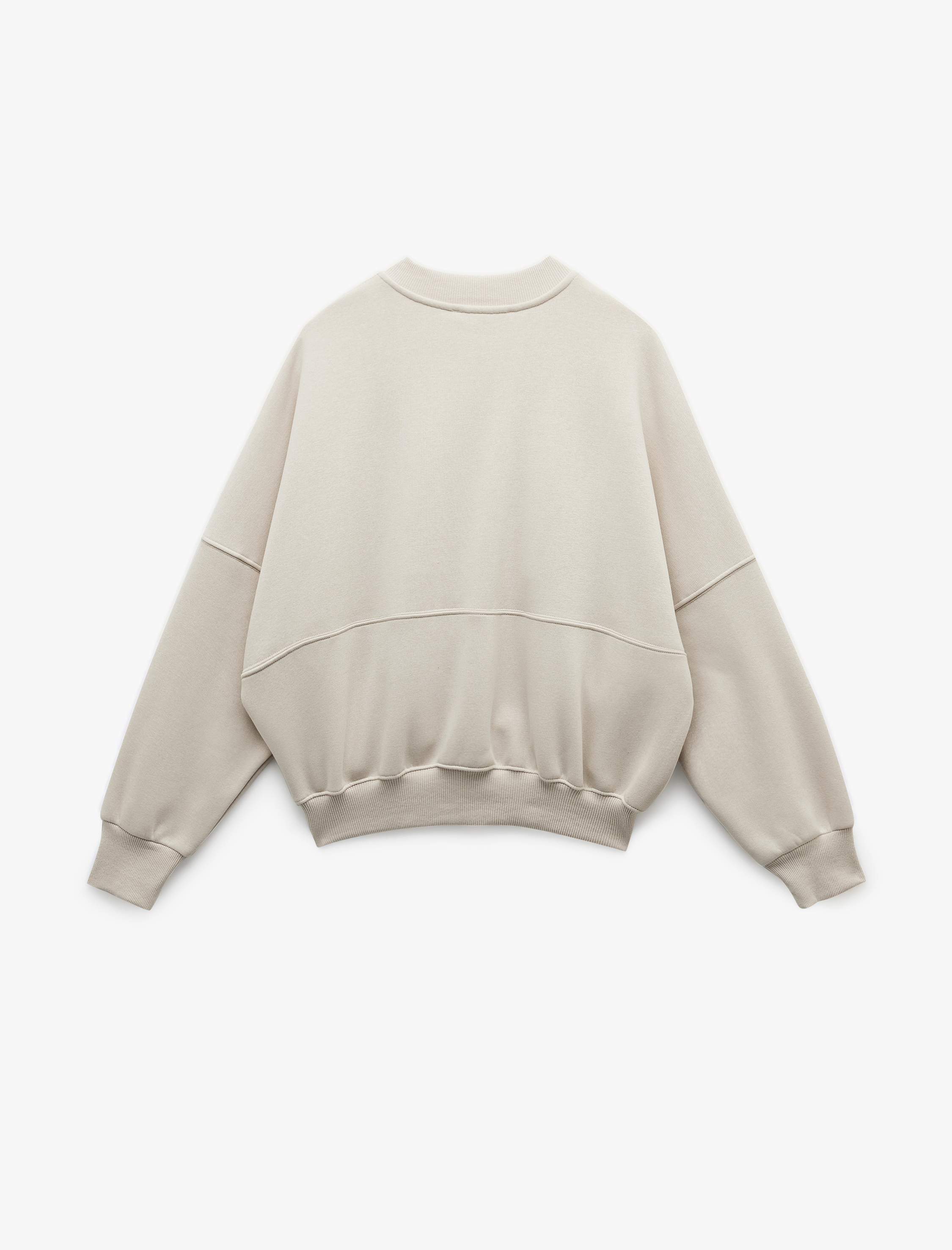   Üç İplik Şardonlu Uzun Kollu Fermuarlı Bomber Yaka Sweatshirt