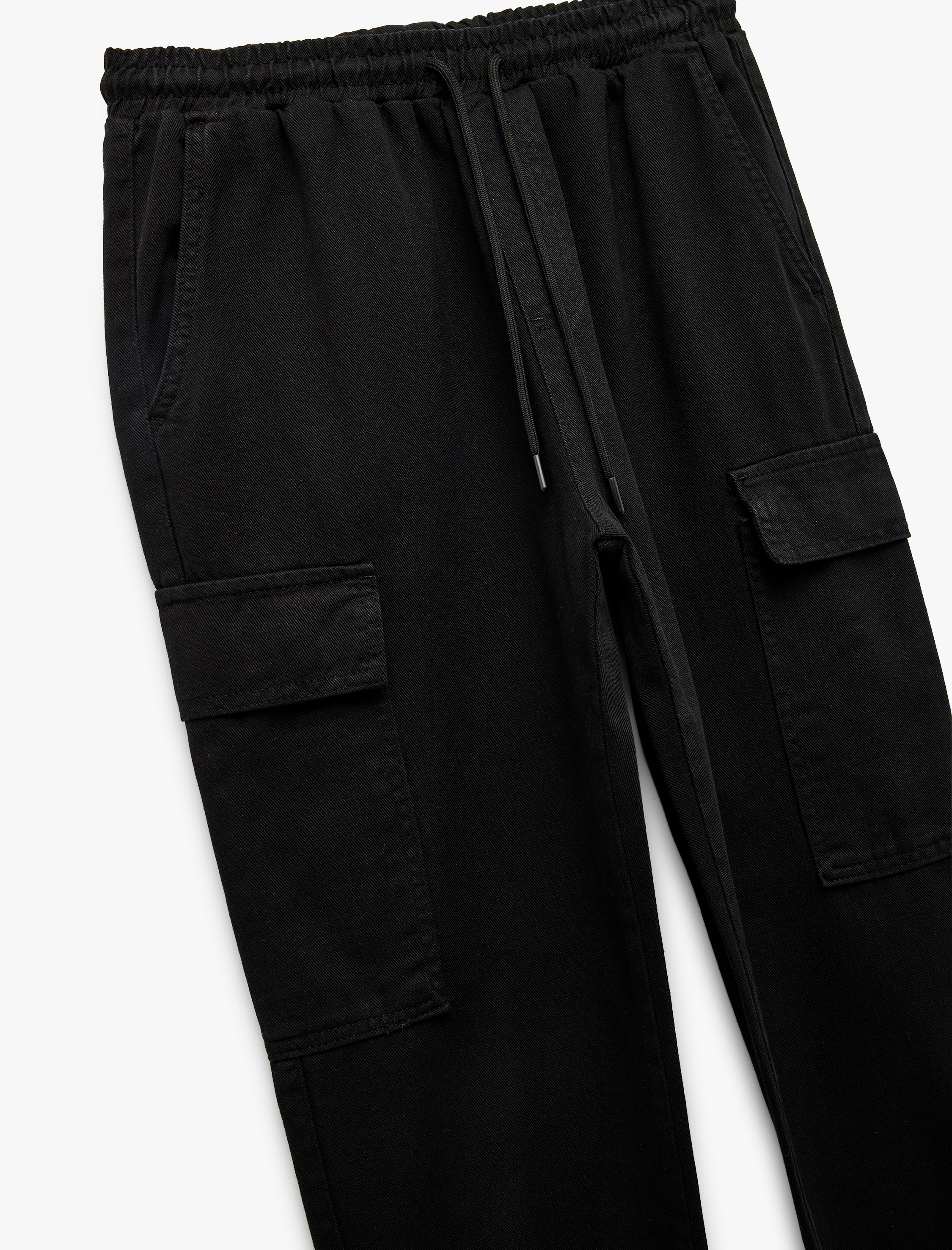   Beli Bağcıklı Kargo Cep Detaylı Pamuklu Rahat Kesim Gabardin Jogger Pantolon