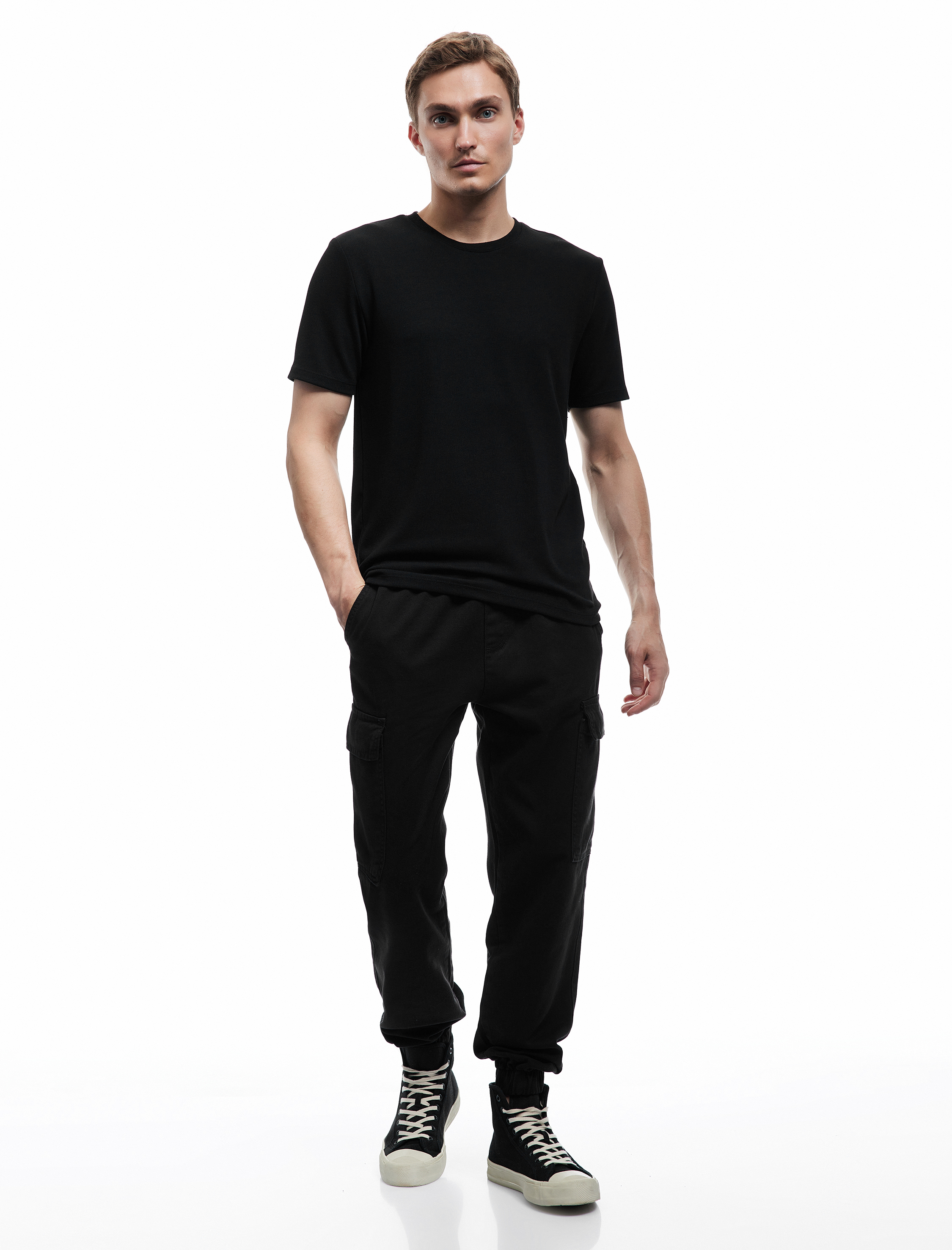   Beli Bağcıklı Kargo Cep Detaylı Pamuklu Rahat Kesim Gabardin Jogger Pantolon