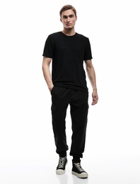 Beli Bağcıklı Kargo Cep Detaylı Pamuklu Rahat Kesim Gabardin Jogger Pantolon