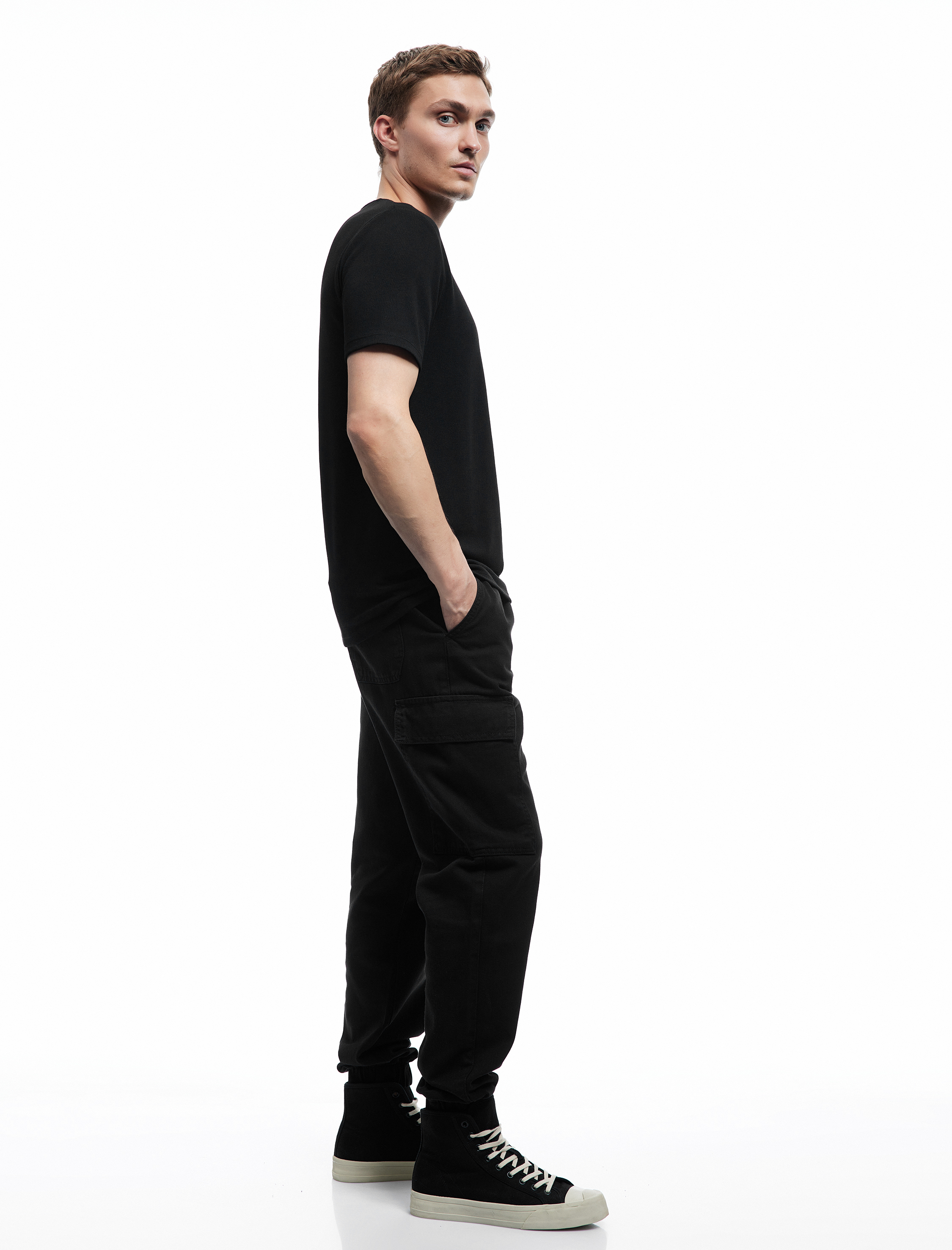   Beli Bağcıklı Kargo Cep Detaylı Pamuklu Rahat Kesim Gabardin Jogger Pantolon