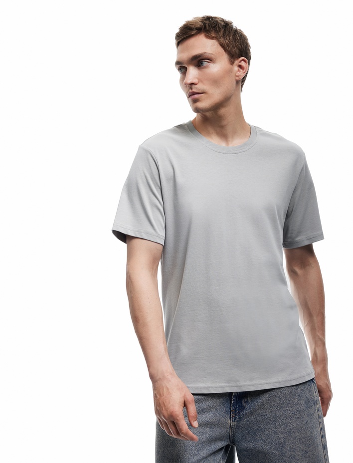  Bisiklet Yaka Regular Fit Tok Kumaş Pamuklu Kısa Kollu Tişört