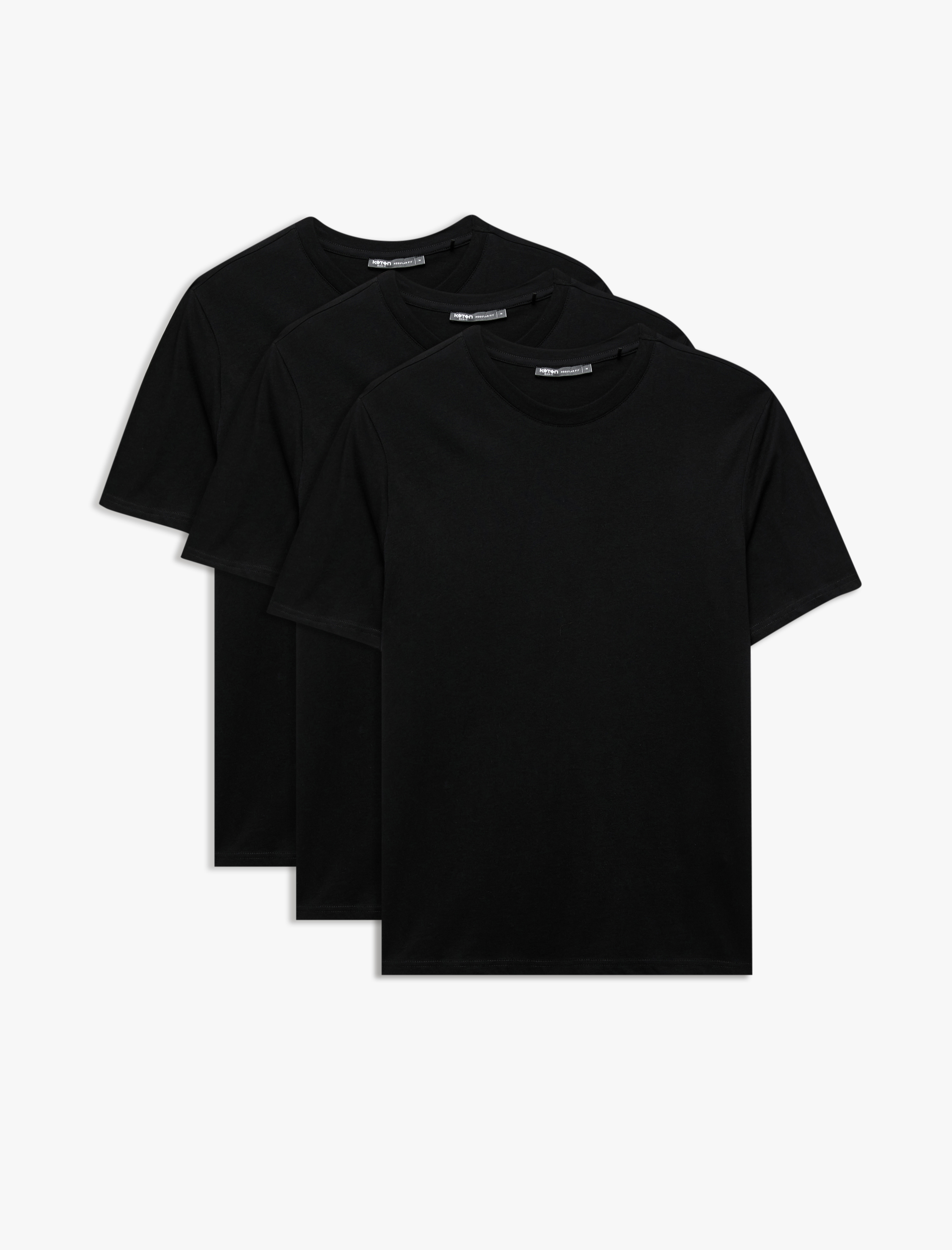   Bisiklet Yaka Kısa Kollu Regular Fit Pamuklu Basic 3'lü Tişört Seti