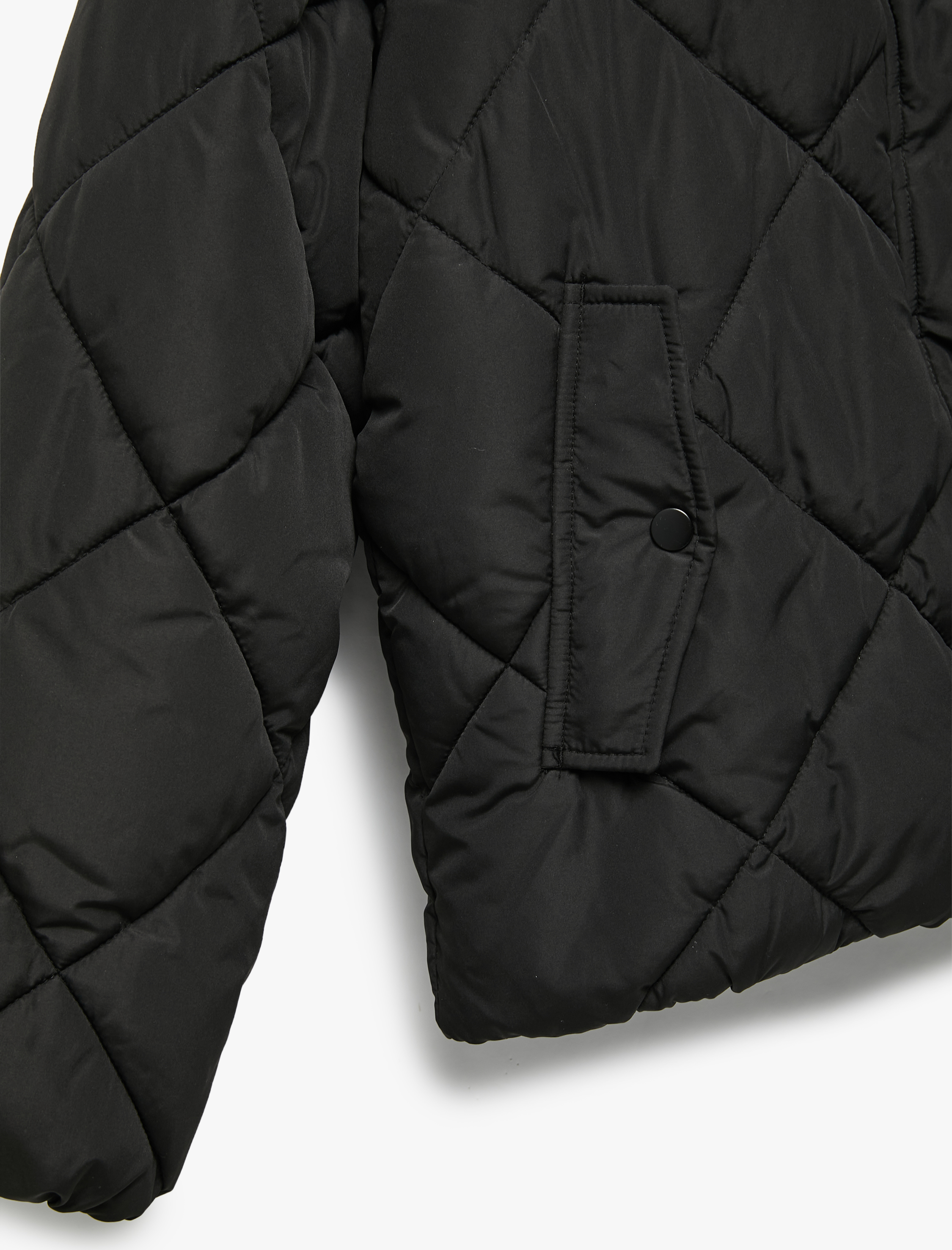   Suni Kürk Yakalı Uzun Kollu Fermuarlı Cepli Kapitone Ceket