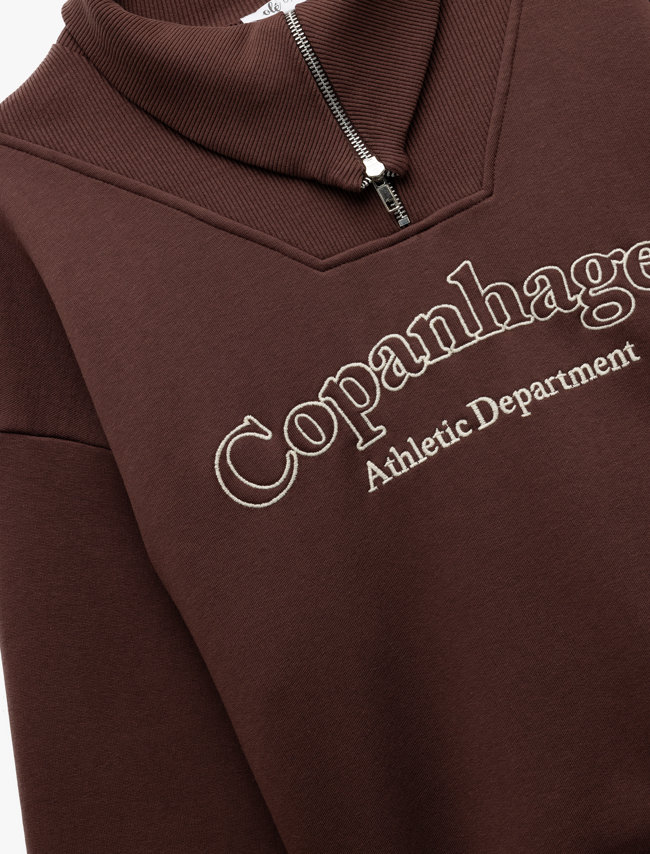   Şardonlu Uzun Kollu Yarım Fermuarlı Yaka Baskılı Oversize Sweatshirt