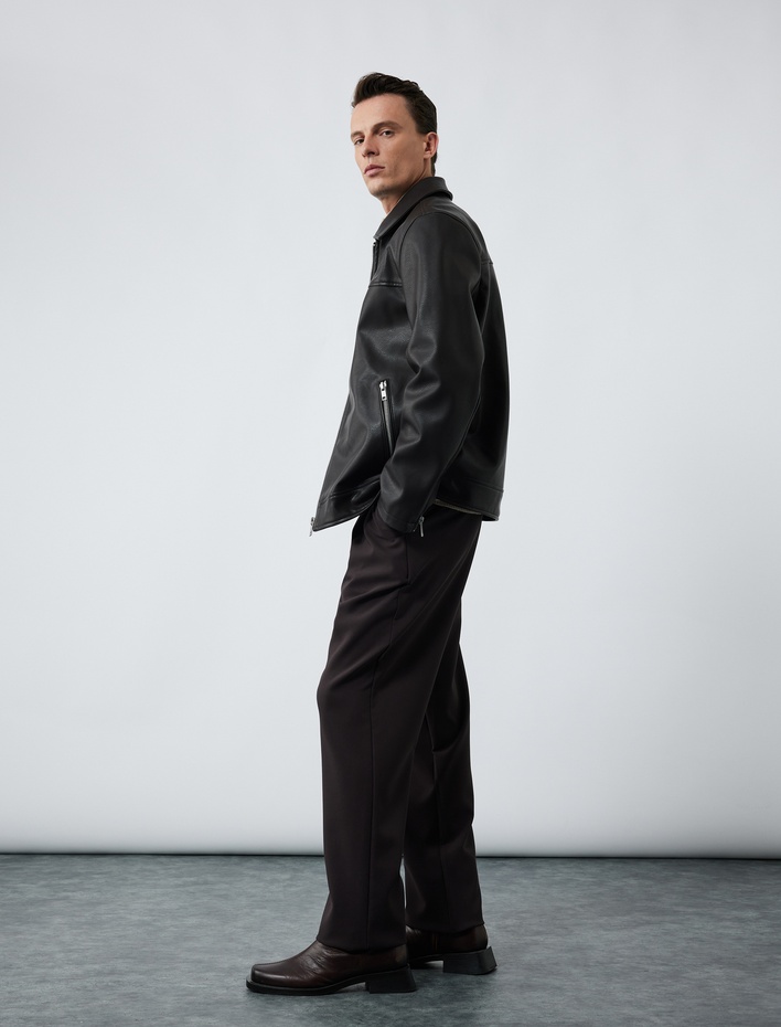  Pileli Oversize Cep Detaylı Kumaş Pantolon