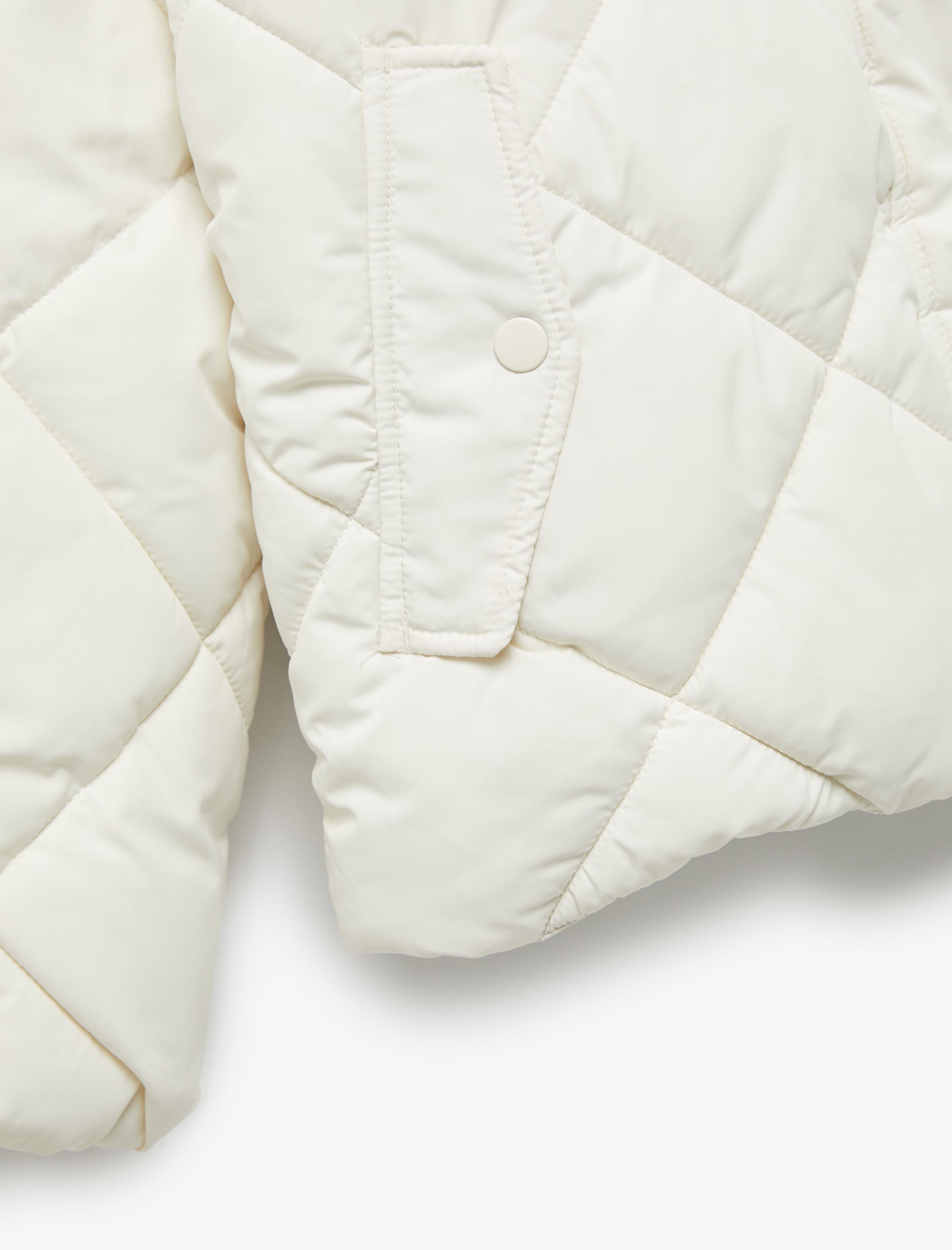   Suni Kürk Yakalı Uzun Kollu Fermuarlı Cepli Kapitone Ceket