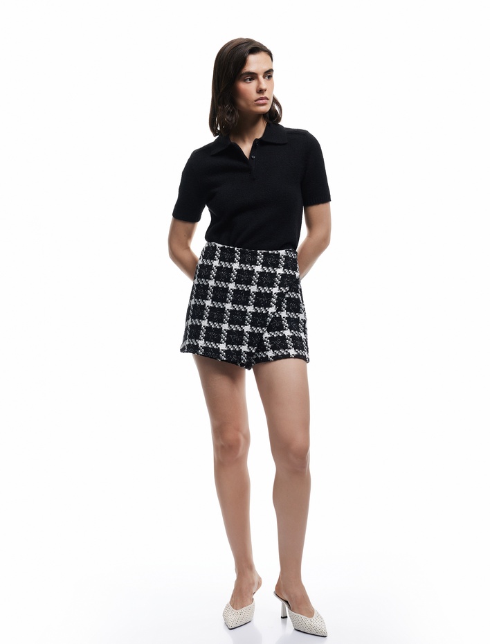  Kısa Kollu Düğmeli Polo Yaka Triko Kazak