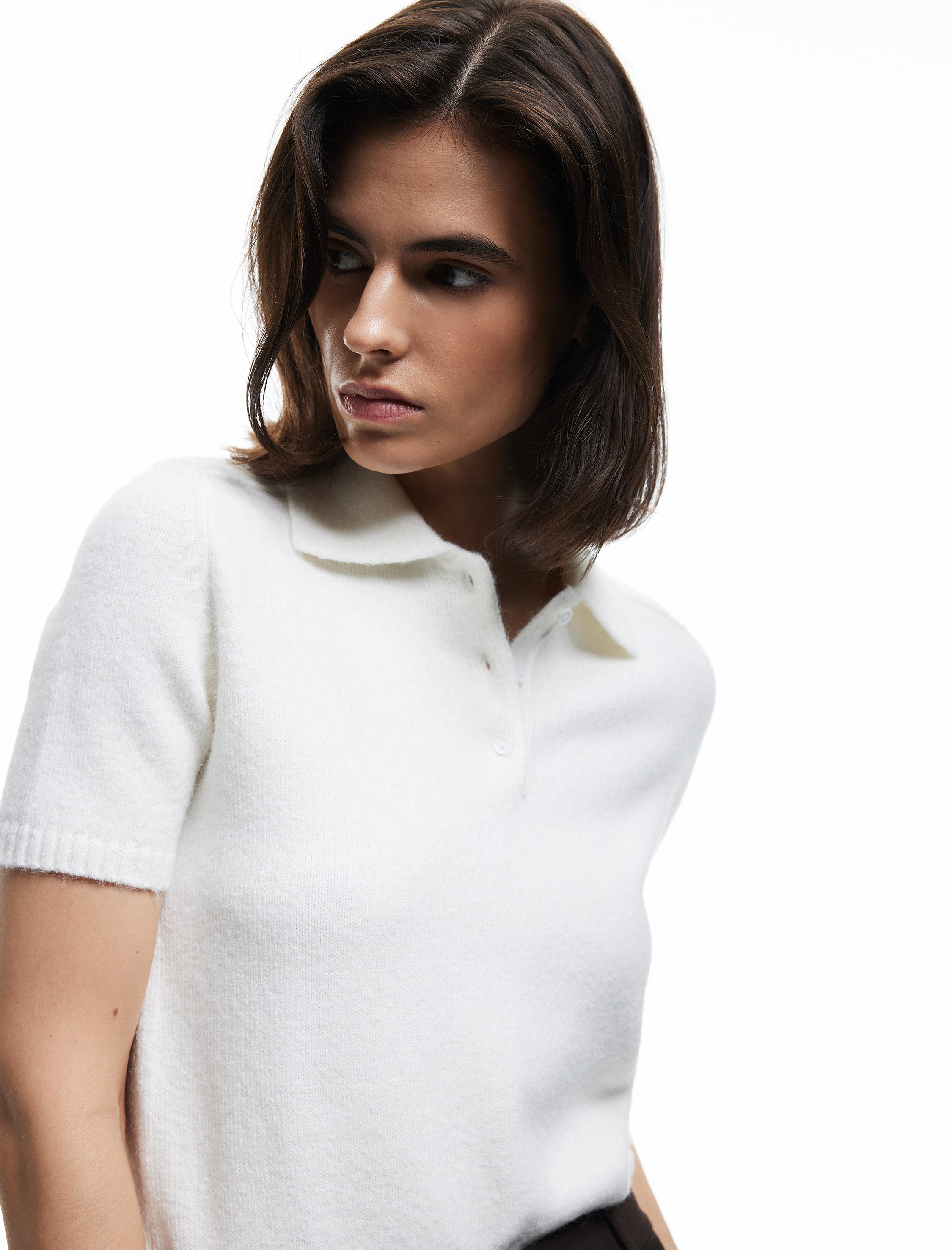   Kısa Kollu Düğmeli Polo Yaka Triko Kazak