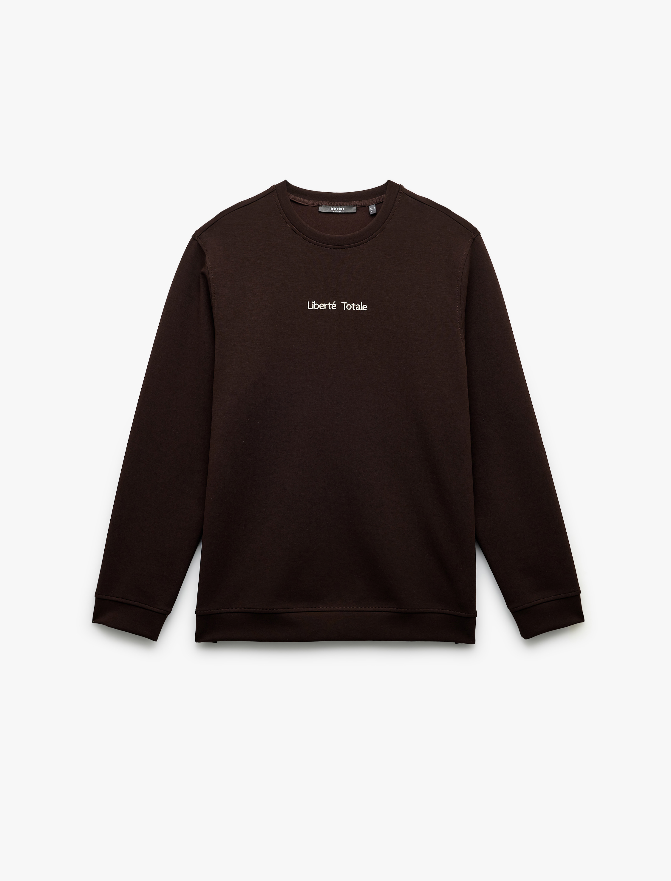   İşleme Detaylı Uzun Kollu Bisiklet Yaka Sweatshirt