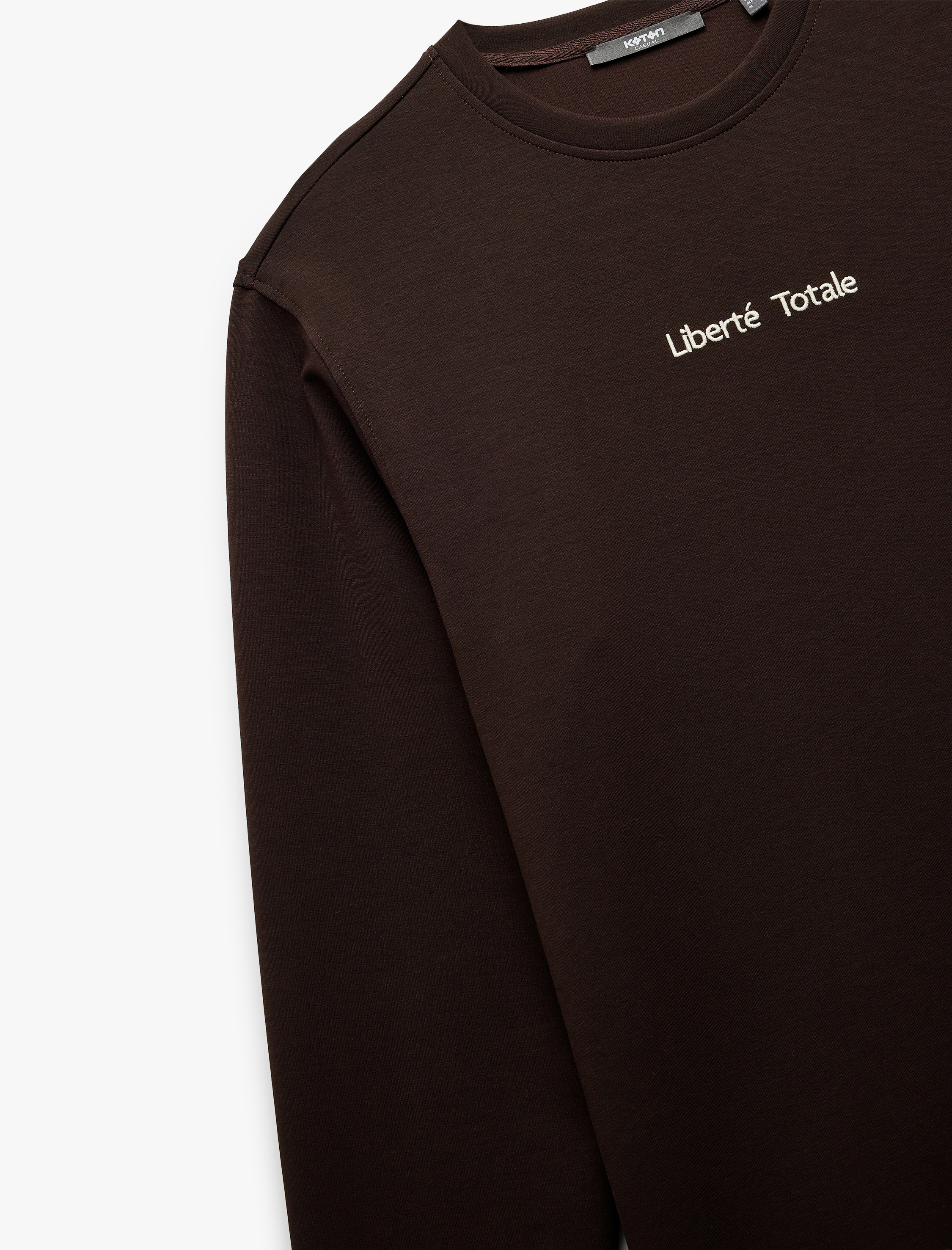   İşleme Detaylı Uzun Kollu Bisiklet Yaka Sweatshirt