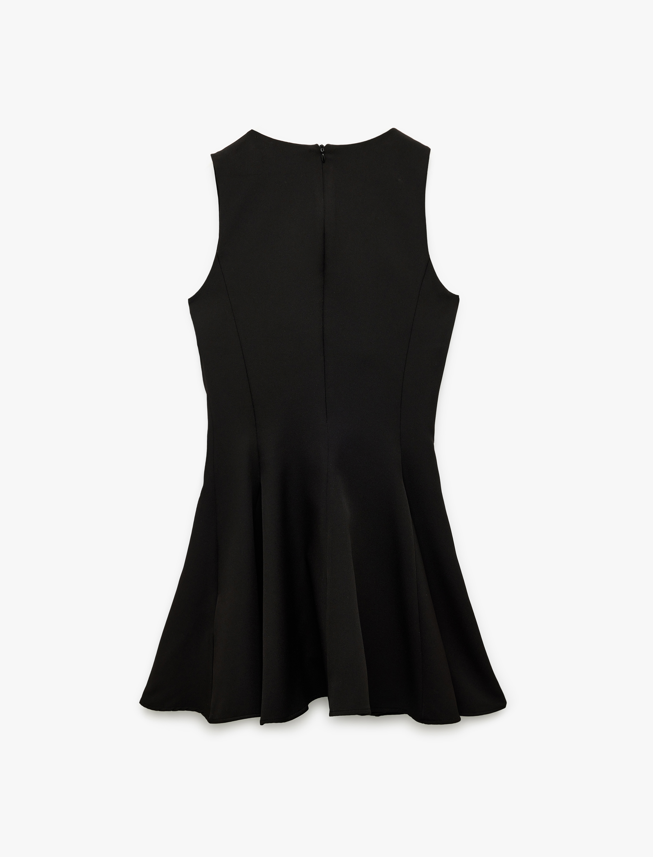   Kolsuz Fiyonklu Bağcıklı Yaka A Kesim Mini Elbise