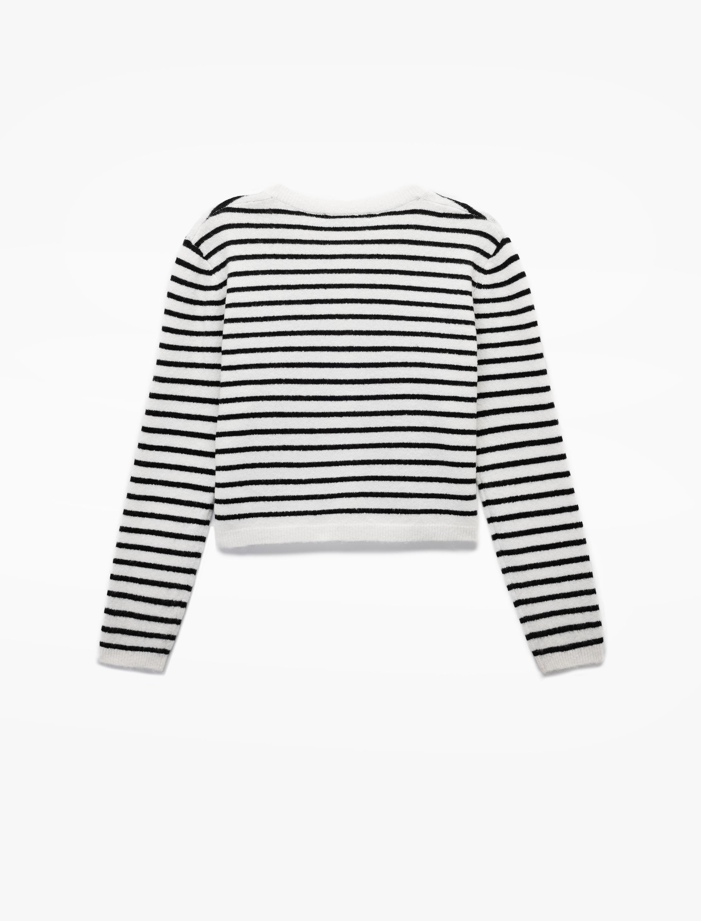   Çizgili Düğmeli Uzun Kollu Bisiklet Yaka Hırka