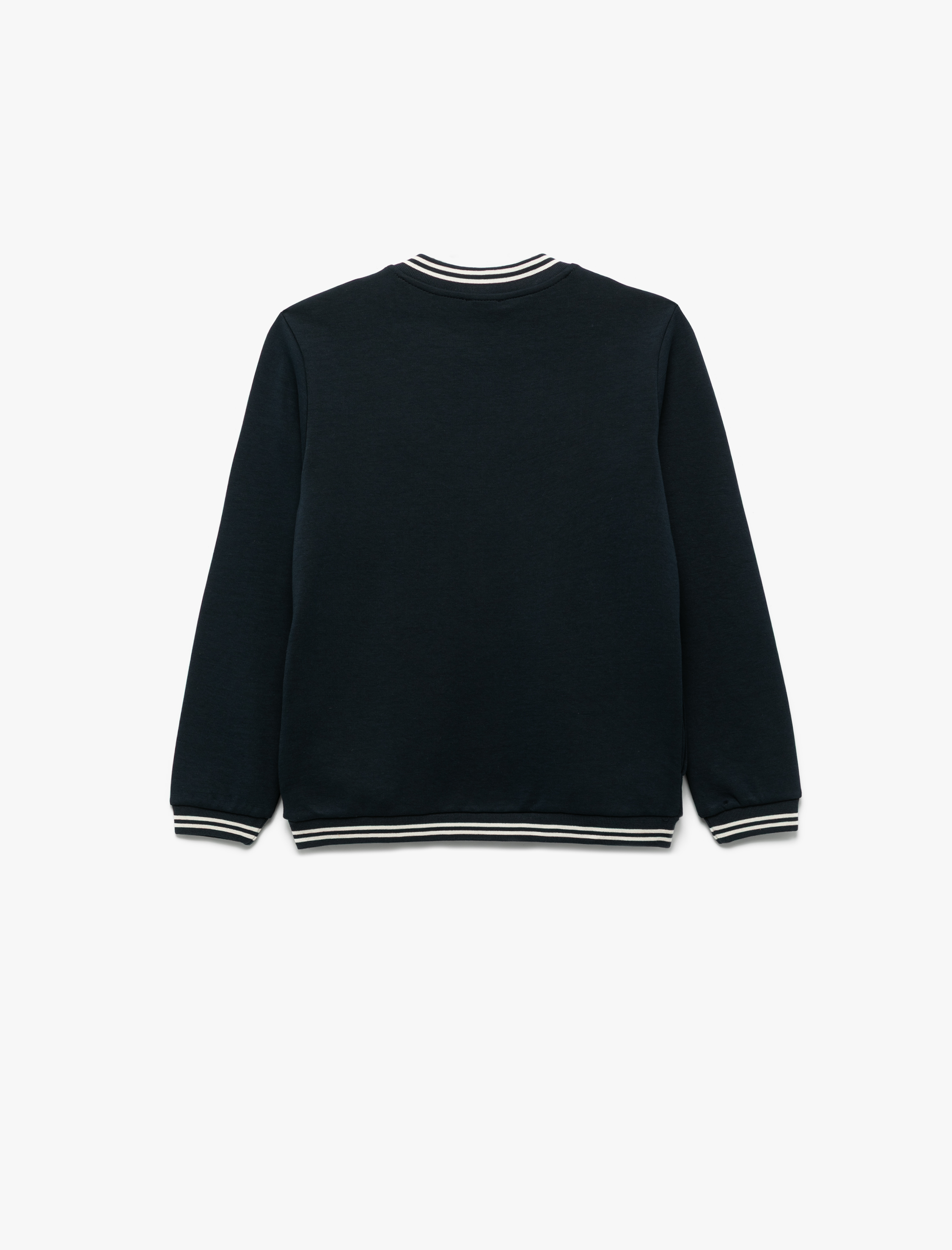  Erkek Çocuk Pamuklu Cepli Şerit Detaylı Kolej Yaka Uzun Kollu Fermuarlı Bomber Okul Ceketi