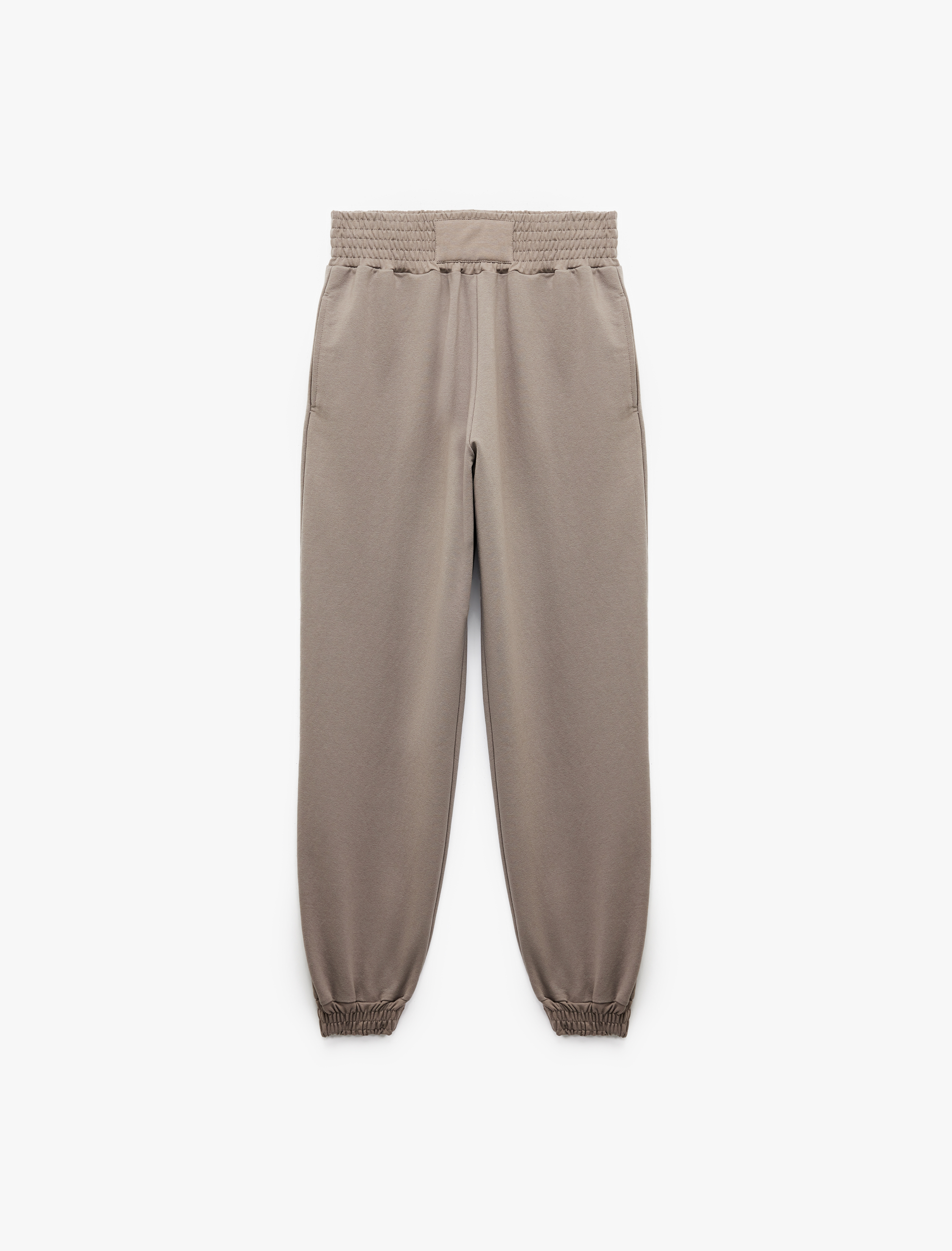   Beli Lastikli Yüksek Bel Cepli Rahat Kalıp Jogger Eşofman Altı