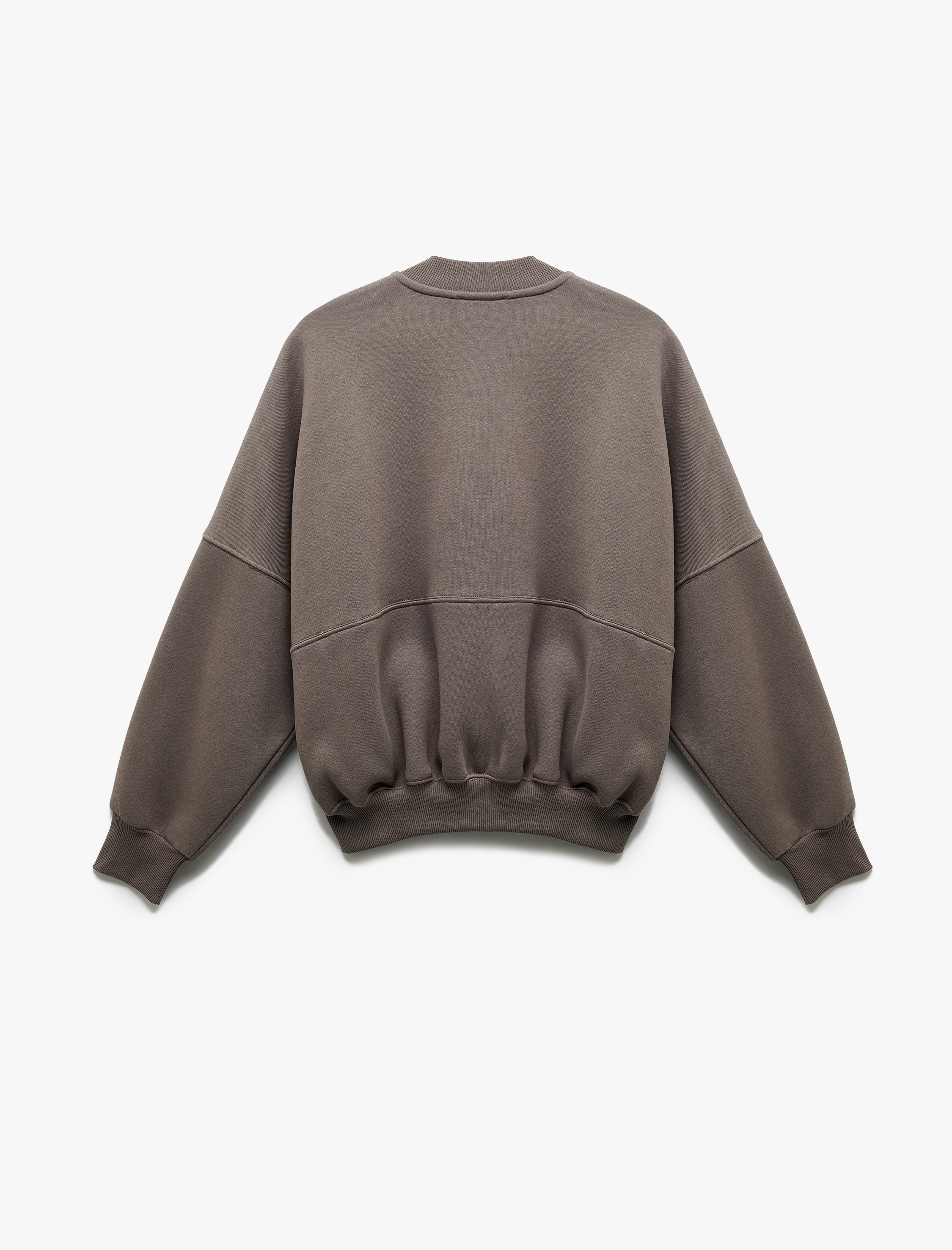   Üç İplik Şardonlu Uzun Kollu Fermuarlı Bomber Yaka Sweatshirt