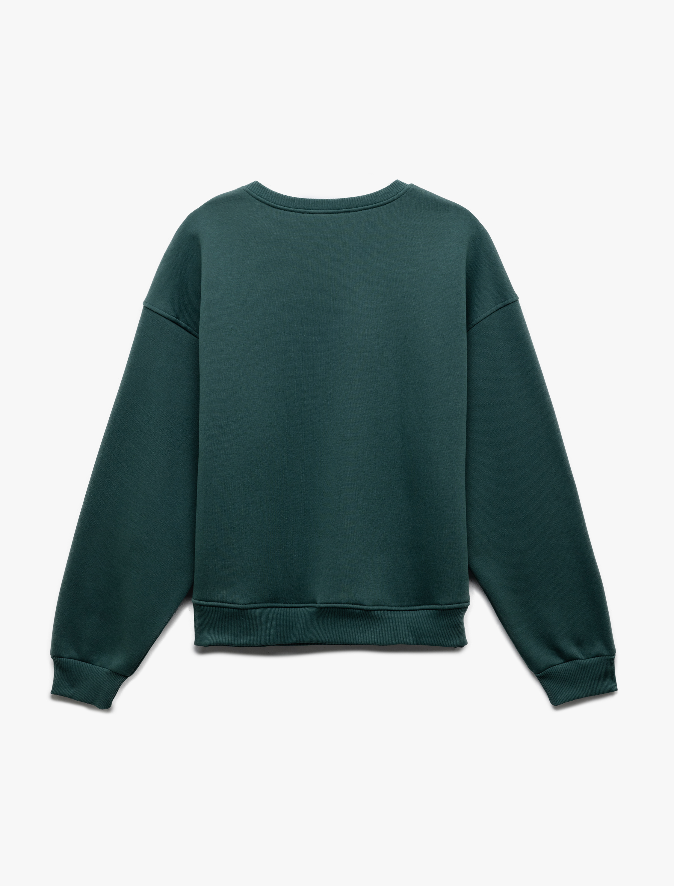 Şardonlu Uzun Kollu Bisiklet Yaka Ayıcık Baskılı Oversize Sweatshirt