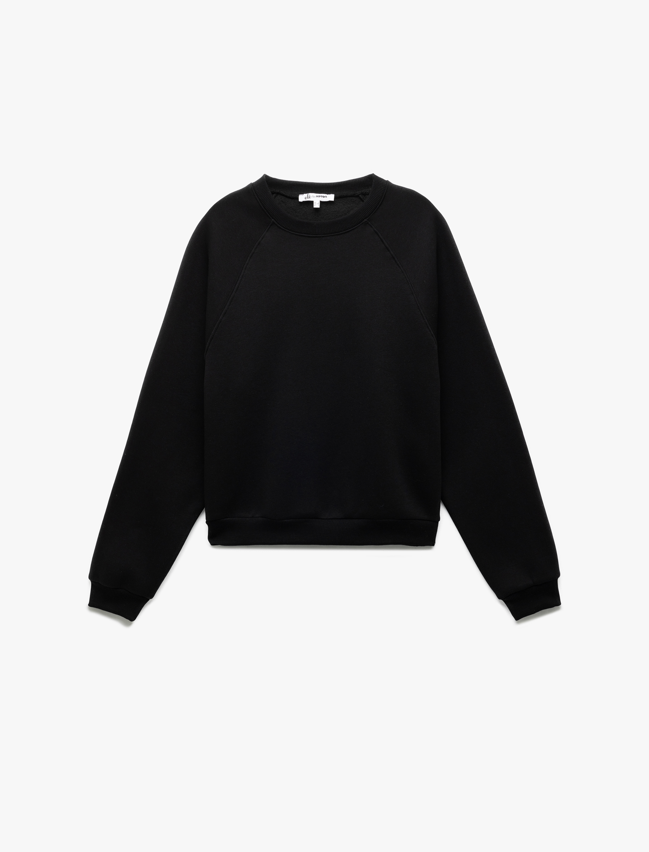   Pamuklu Bisiklet Yaka Şardonlu Sweatshirt