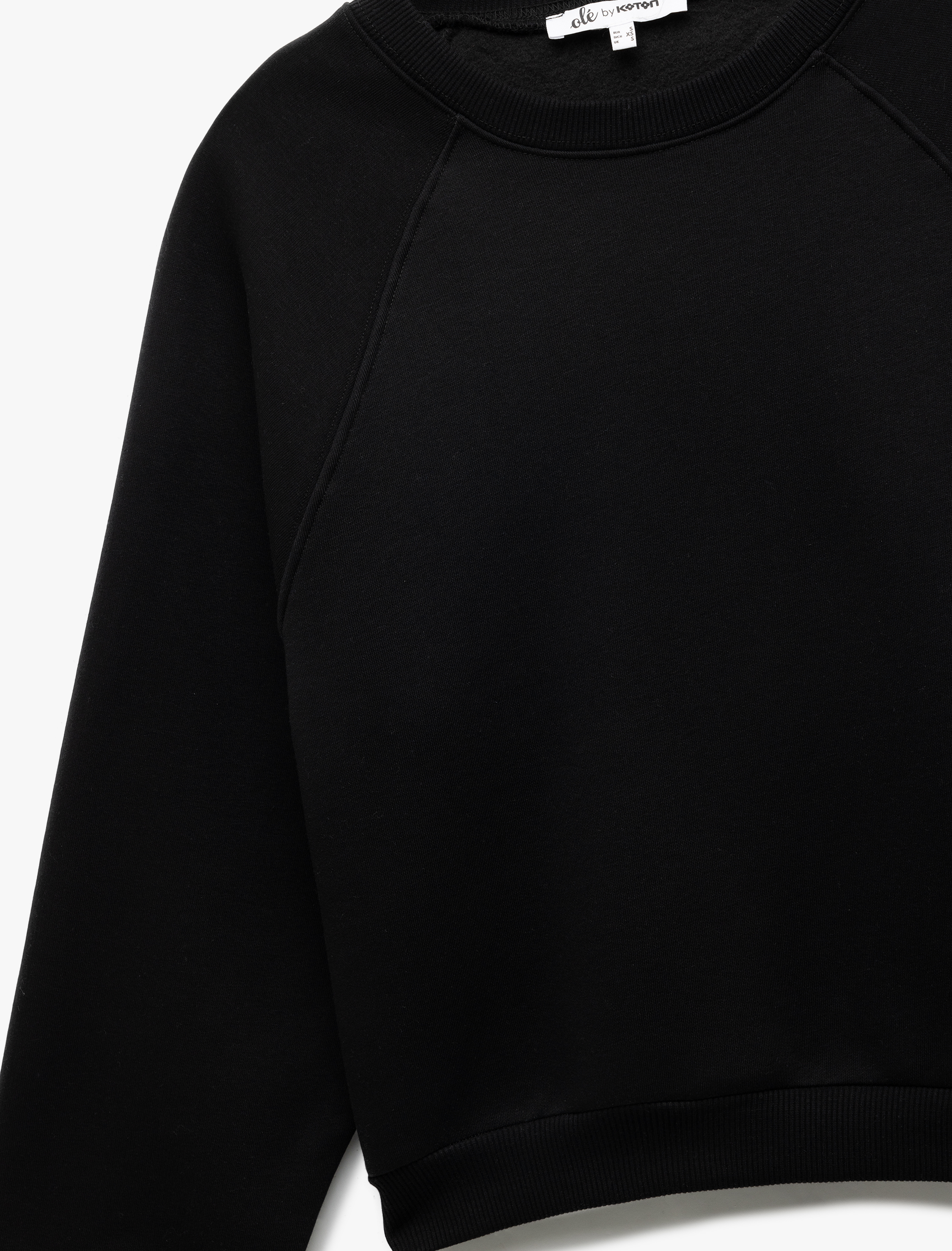   Pamuklu Bisiklet Yaka Şardonlu Sweatshirt