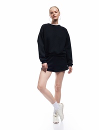 Pamuklu Bisiklet Yaka Şardonlu Sweatshirt