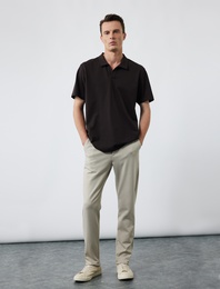 Cep Detaylı Düğmeli Slim Fit Kumaş Pantolon