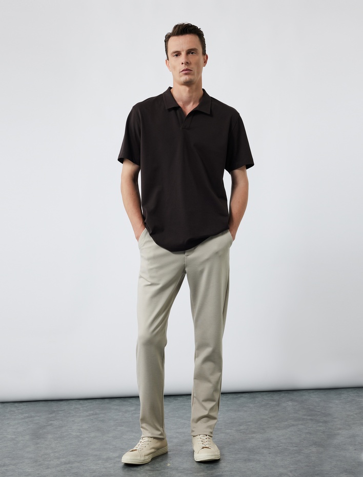  Cep Detaylı Düğmeli Slim Fit Kumaş Pantolon