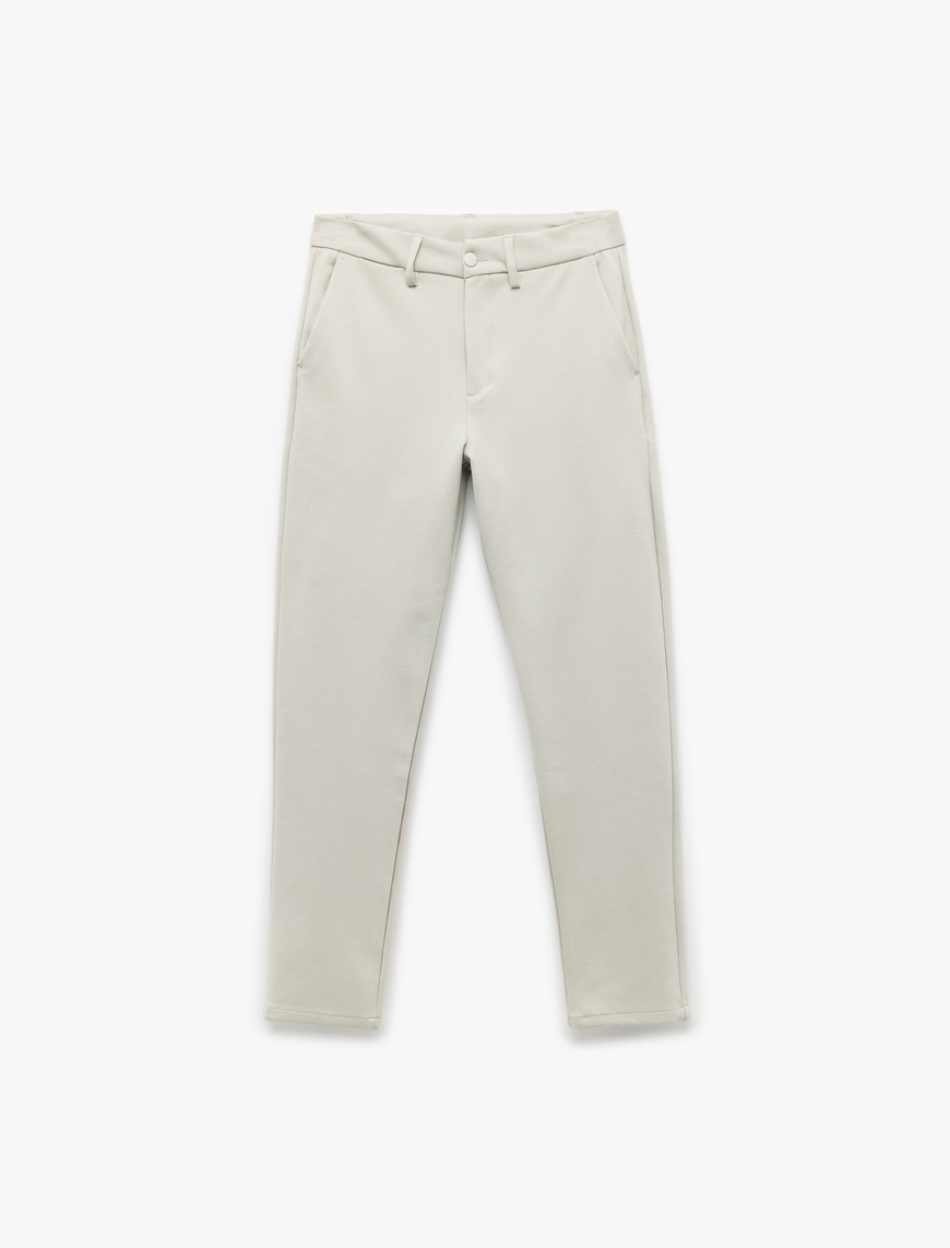   Cep Detaylı Düğmeli Slim Fit Kumaş Pantolon