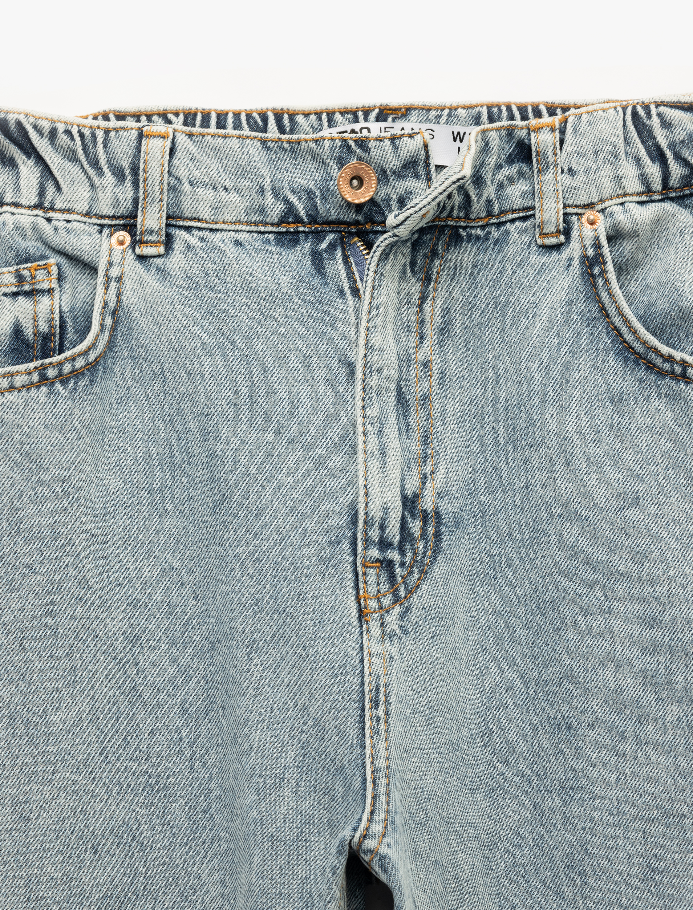   Yüksek Bel Düğmeli Cepli Düz Paça Mom Fit Jean Pantolon - Mom Slim Jean