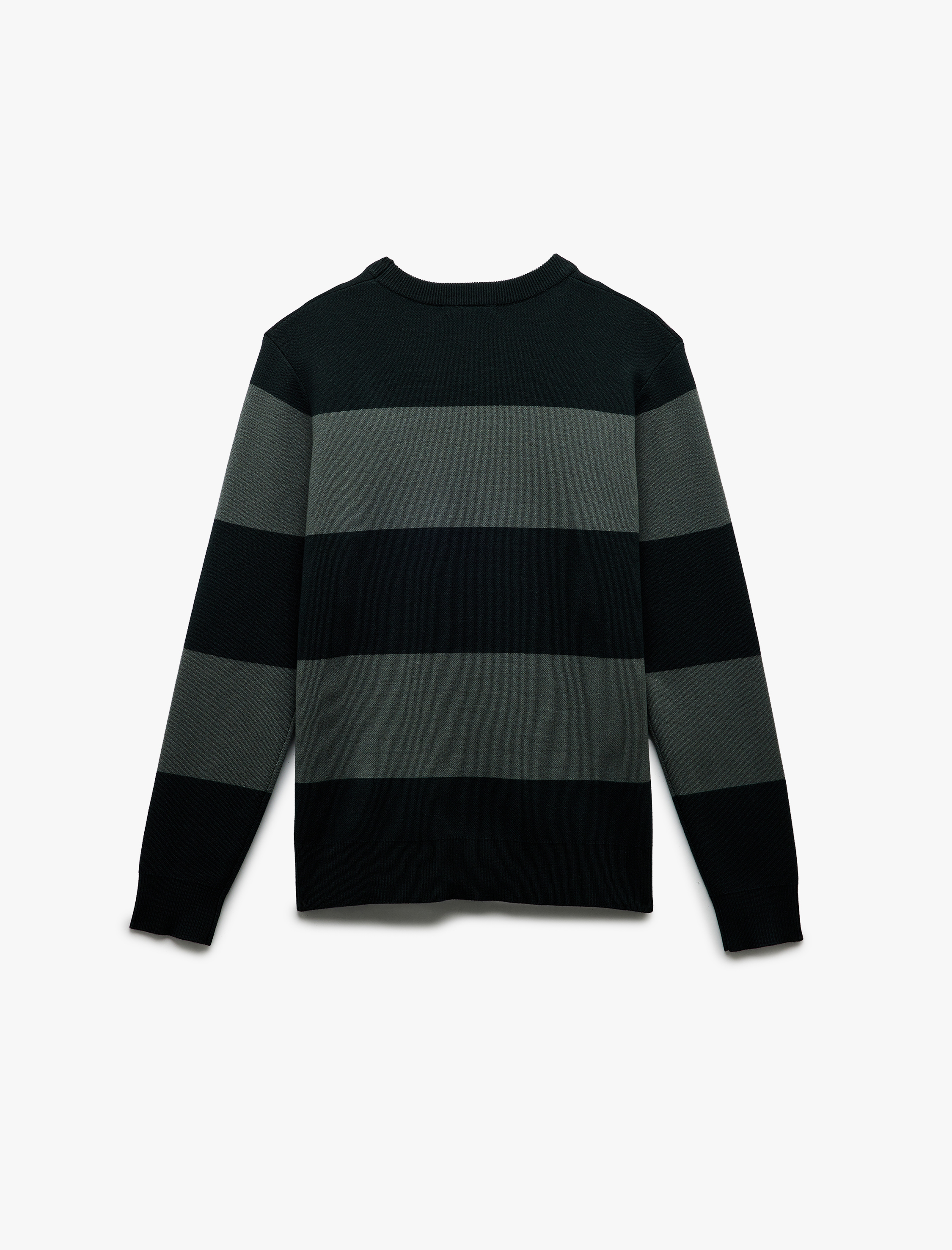 Uzun Kollu Bisiklet Yaka Çizgili Triko Kazak