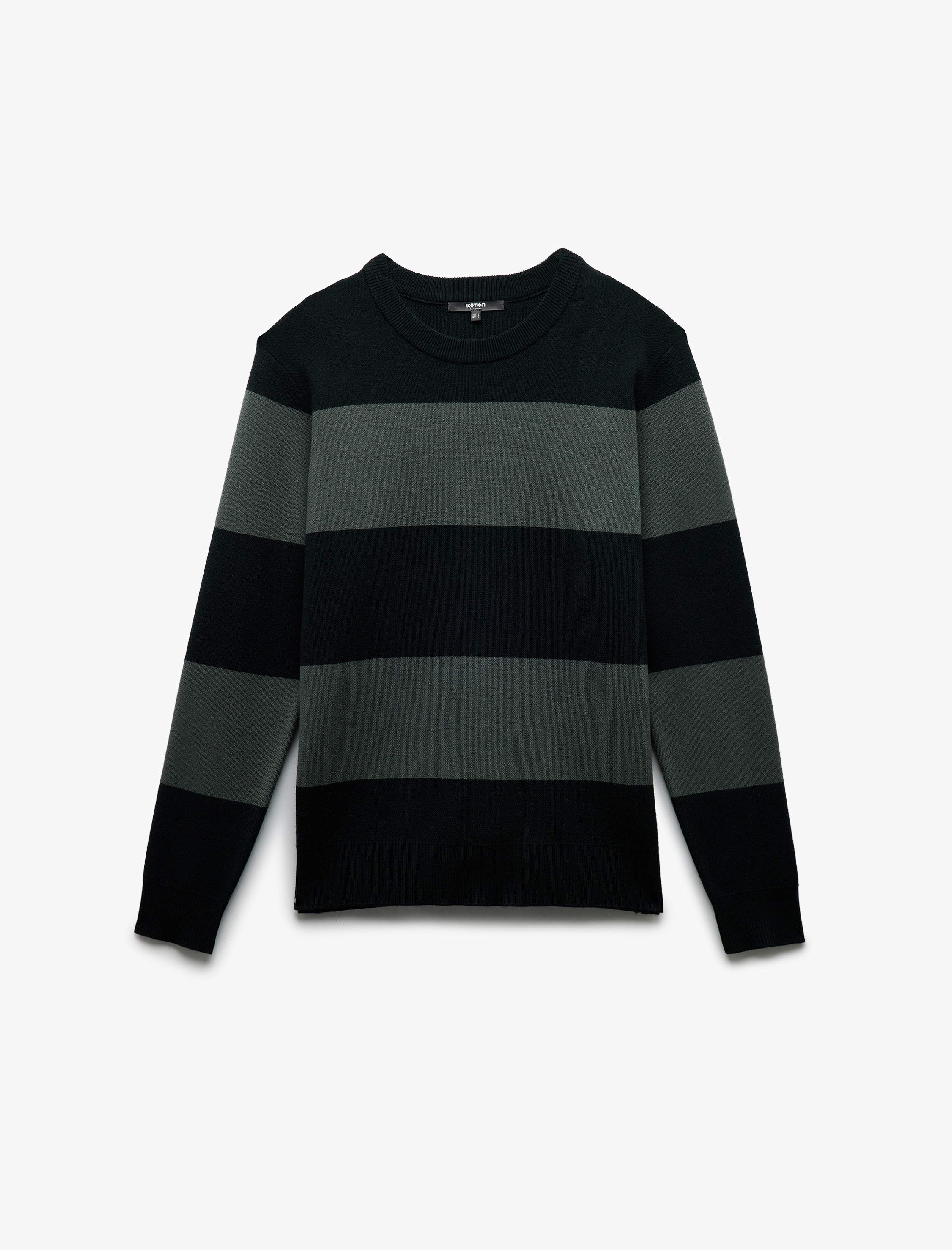 Uzun Kollu Bisiklet Yaka Çizgili Triko Kazak