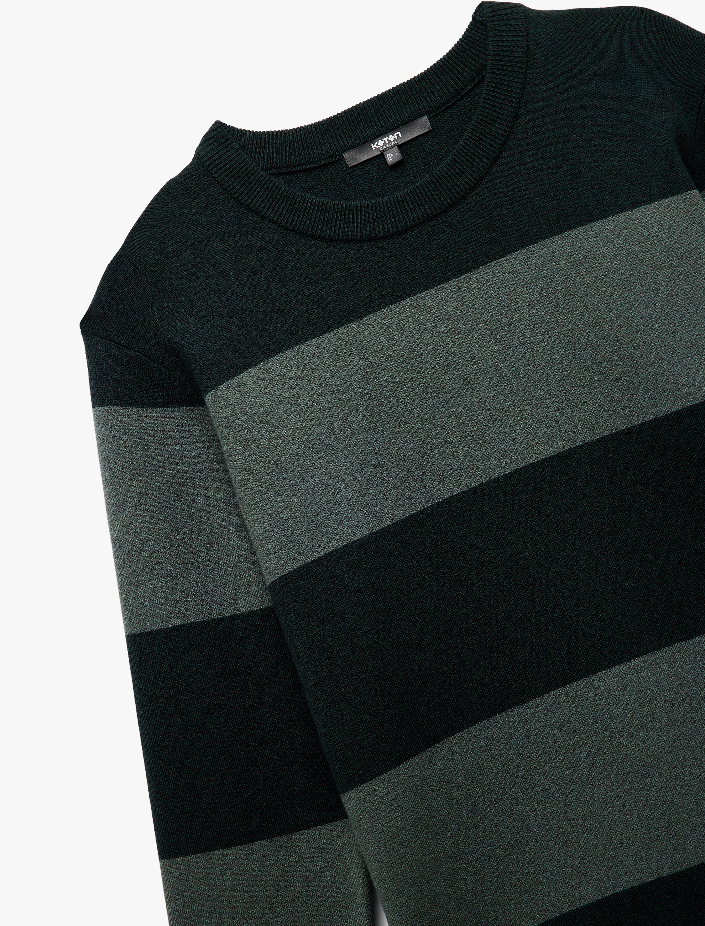 Uzun Kollu Bisiklet Yaka Çizgili Triko Kazak