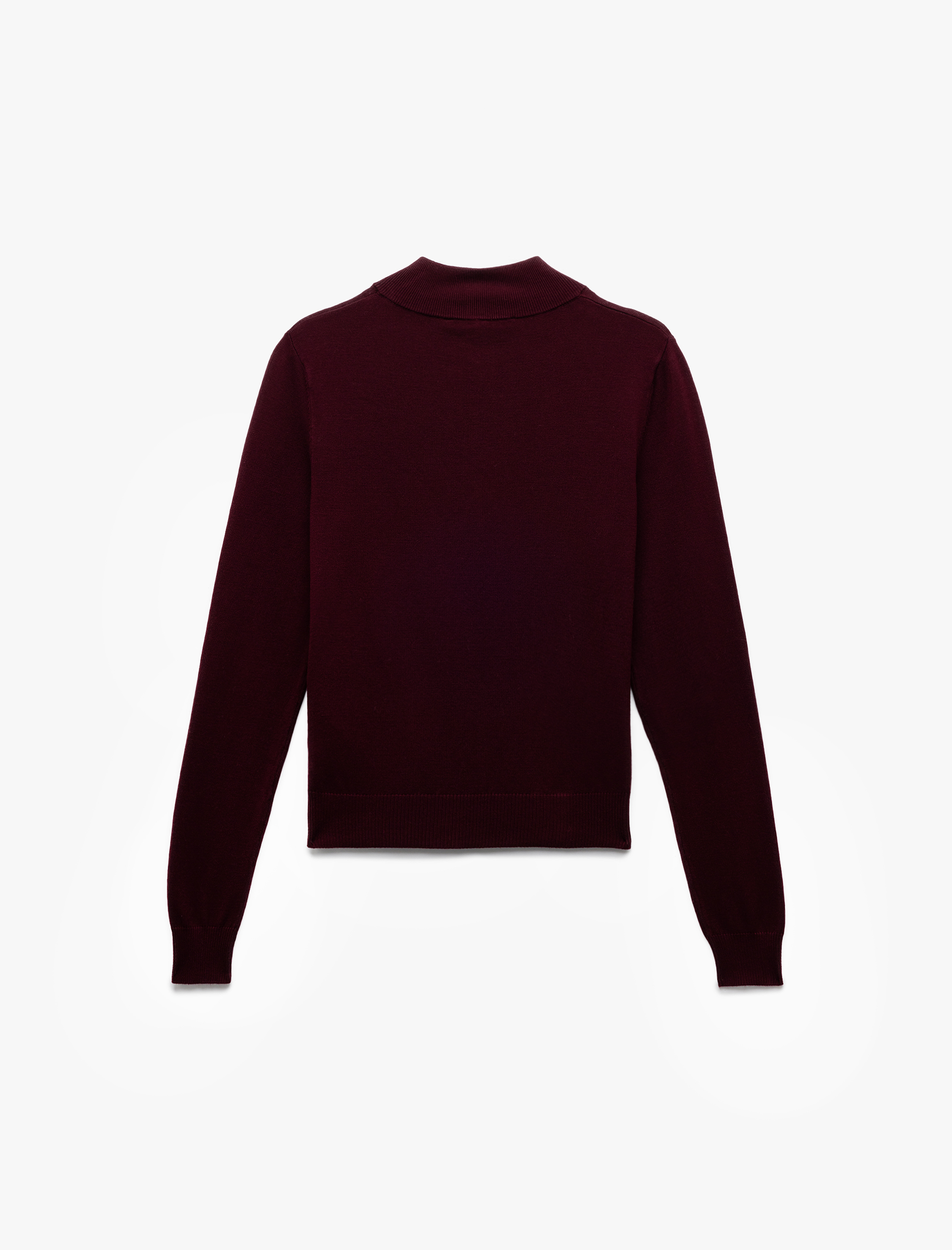   Hafif Dik Yaka Yarım Düğme Detaylı Uzun Kollu Triko Basic Kazak