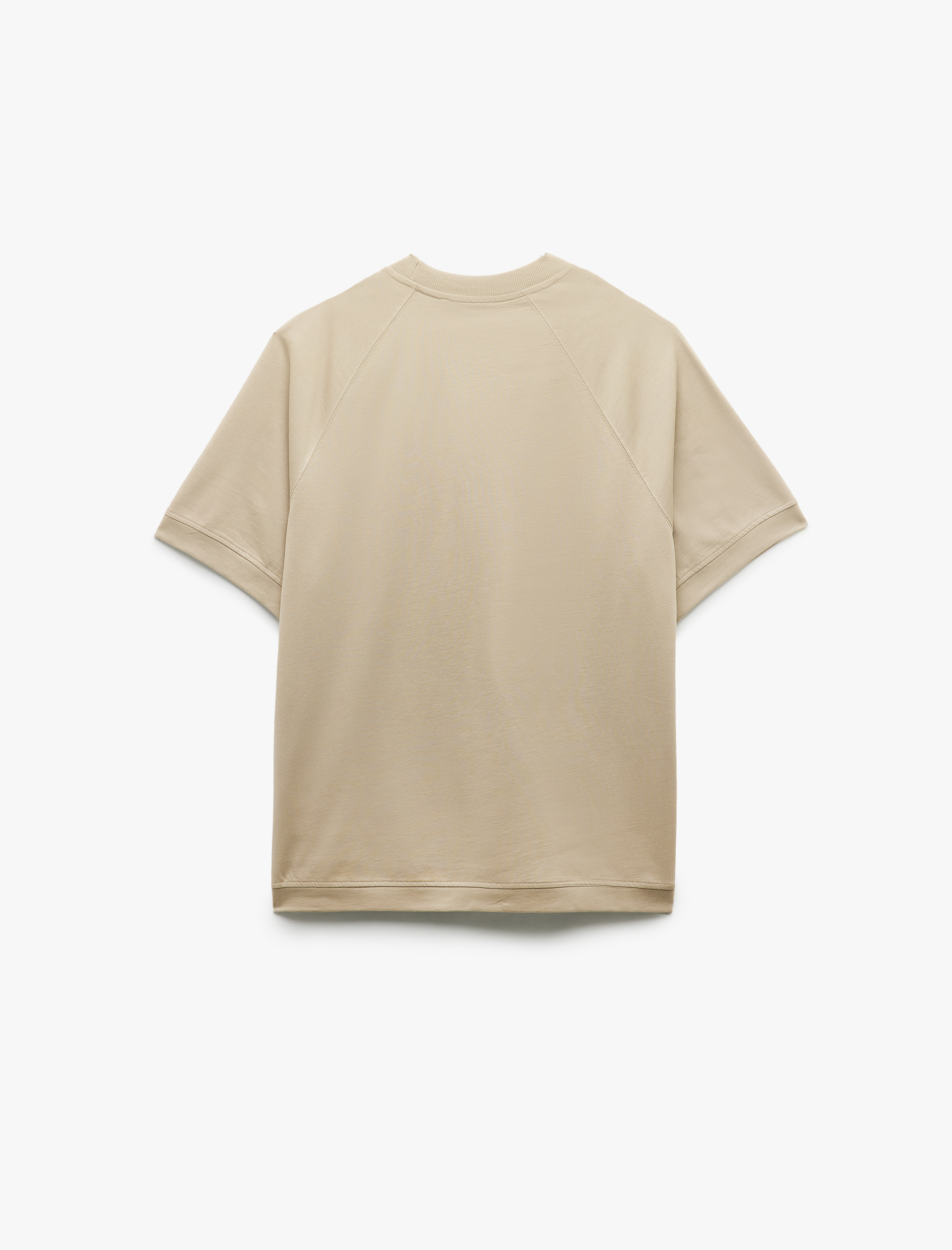   Kısa Kollu Pamuklu Dikiş Detaylı Tok Kumaş Regular Fit Bisiklet Yaka Tişört