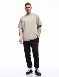 Kısa Kollu Pamuklu Dikiş Detaylı Tok Kumaş Regular Fit Bisiklet Yaka Tişört