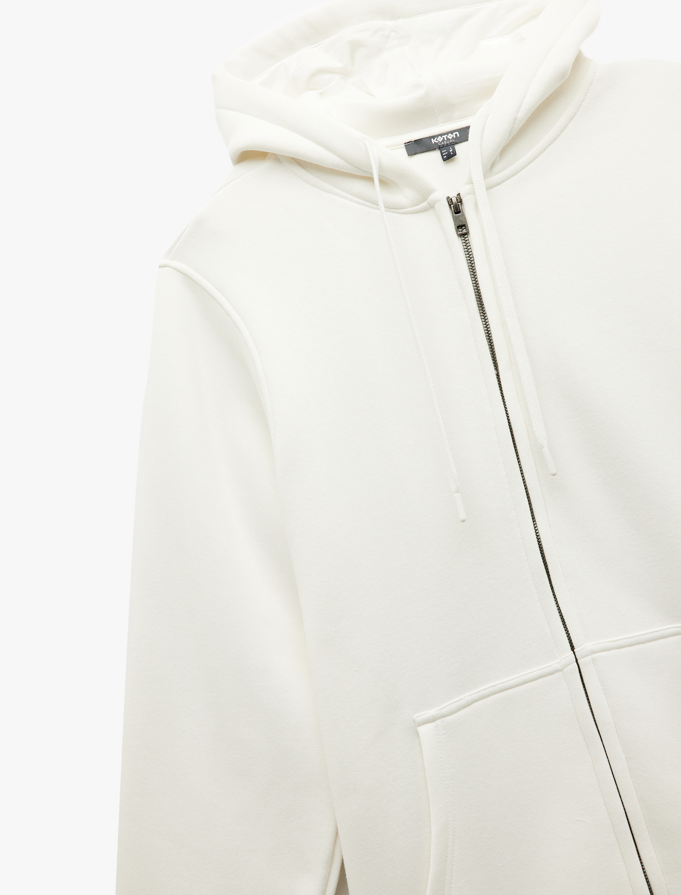   Uzun Kollu Şardonlu Cep Detaylı Fermuarlı Hırka