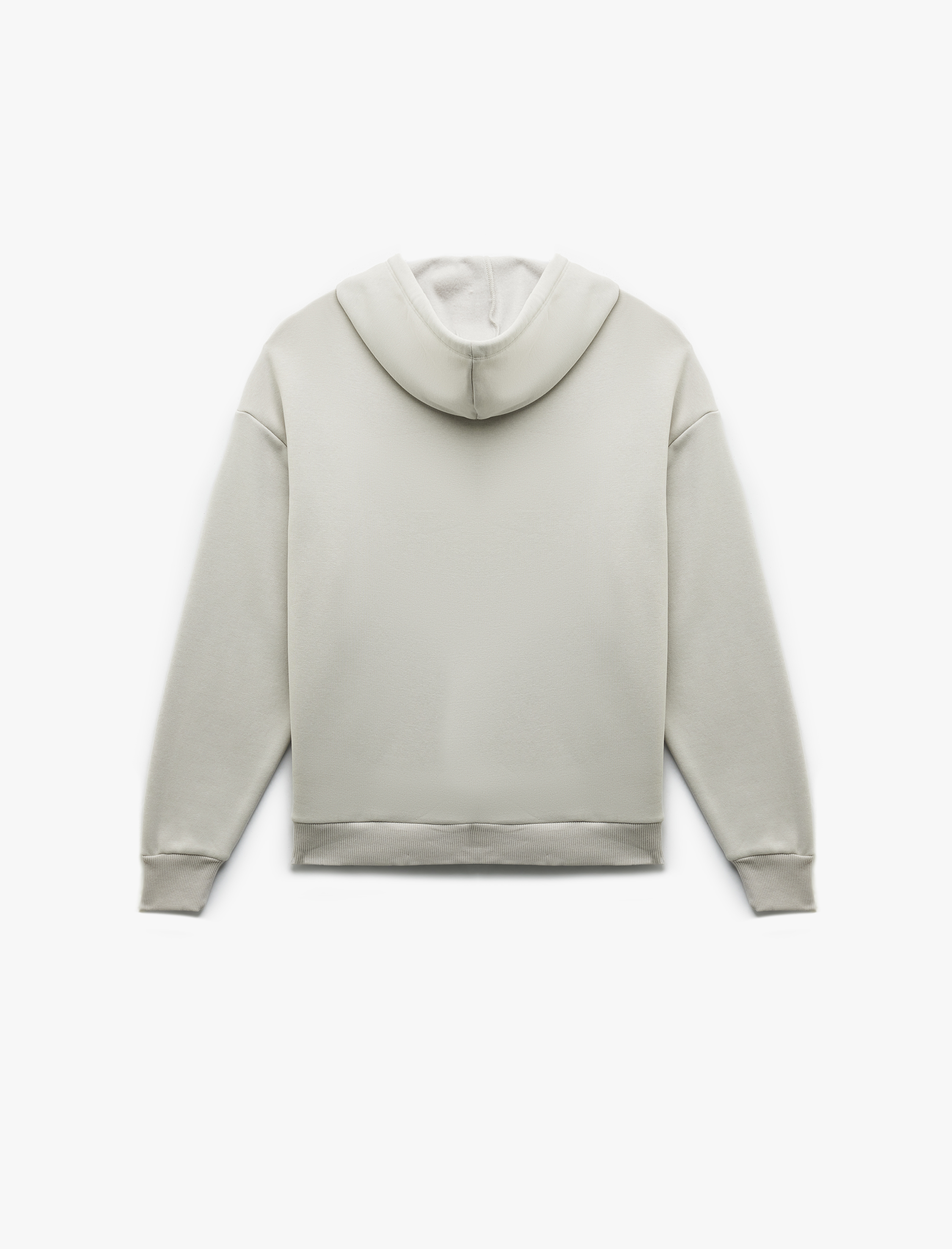   Yıldız Baskılı Şardonlu Kapüşonlu Kanguru Cepli Oversize Fermuarlı Sweatshirt