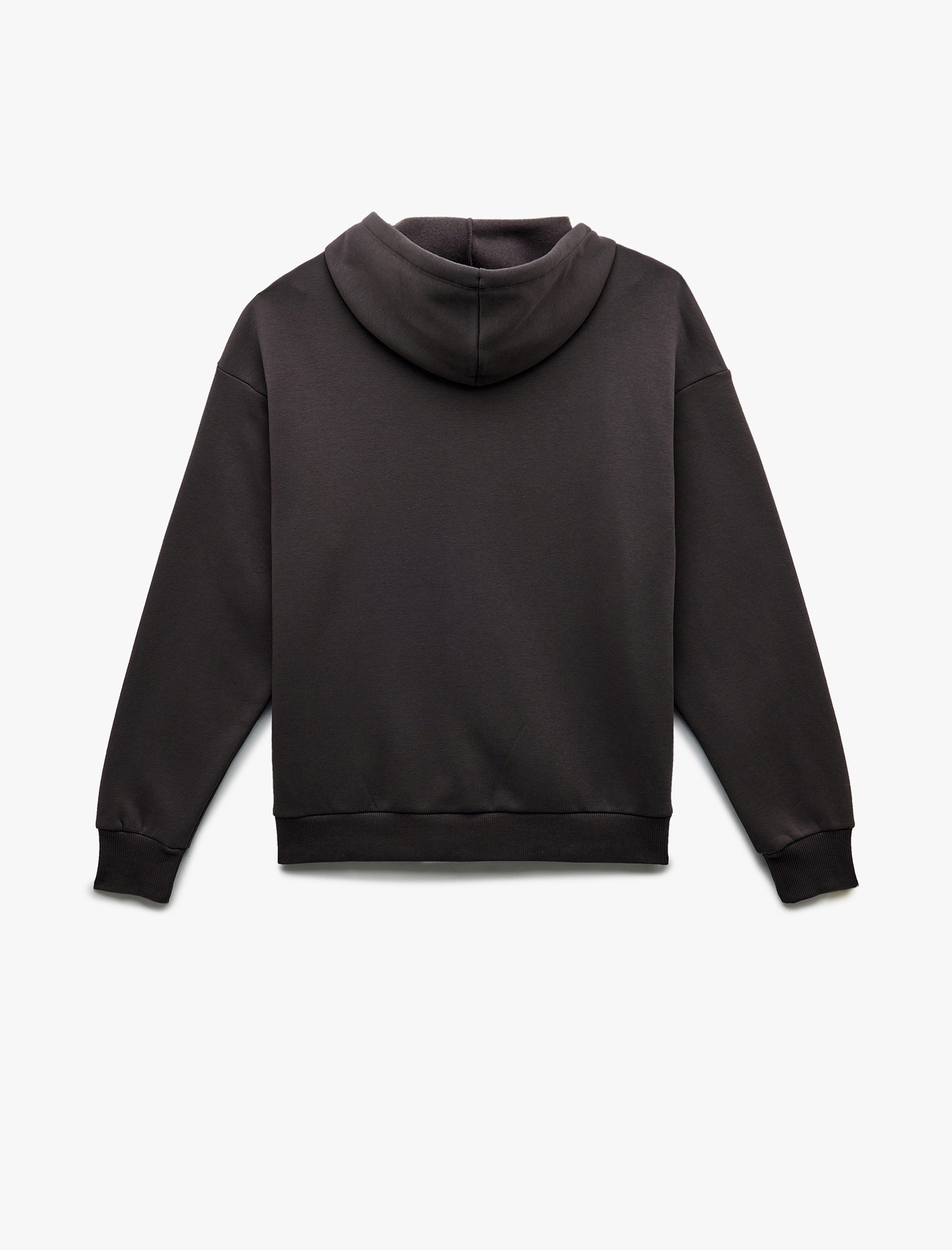   Şardonlu Uzun Kollu Kapüşonlu Kanguru Cepli Oversize Fermuarlı Sweatshirt