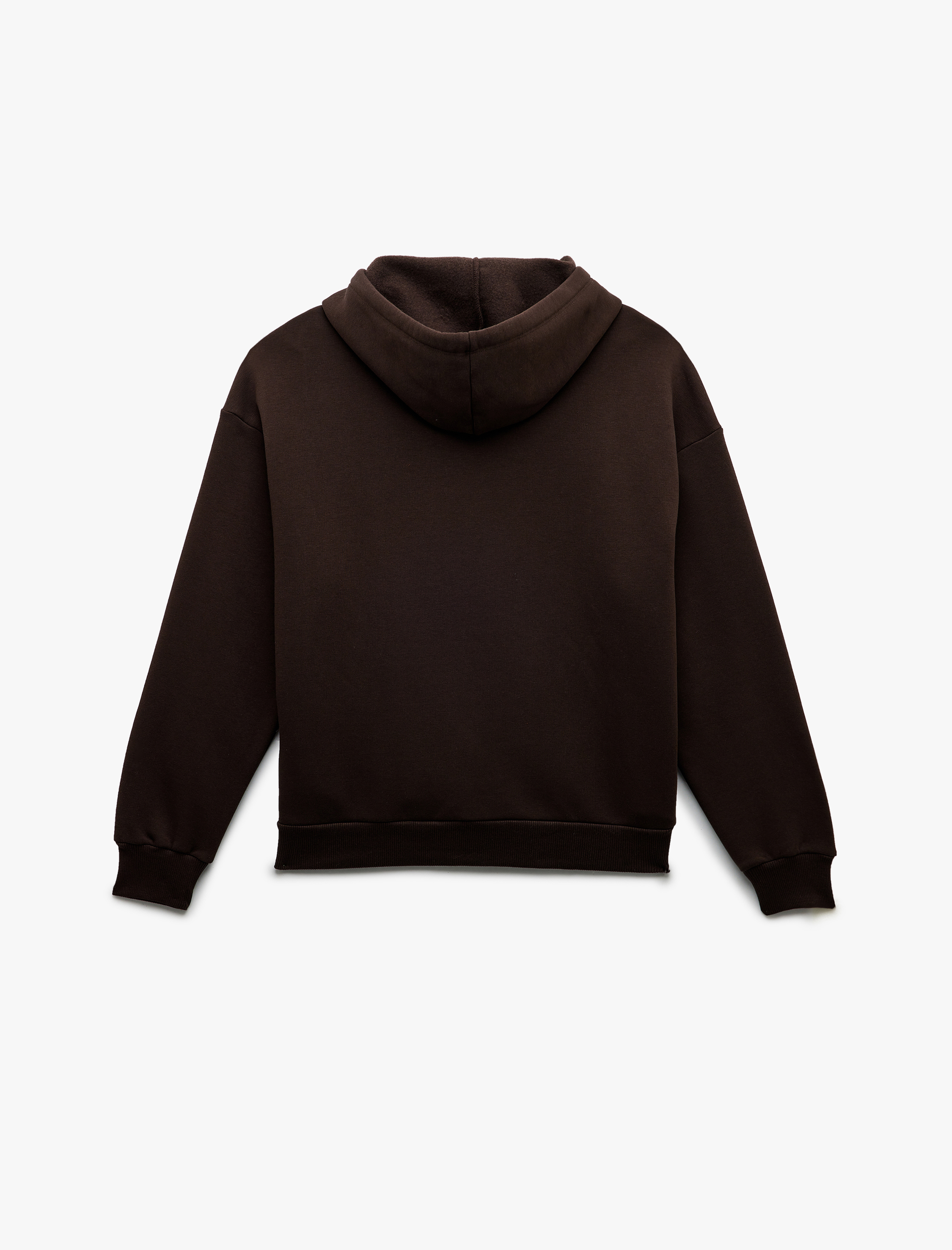   Şardonlu Uzun Kollu Kapüşonlu Kanguru Cepli Oversize Fermuarlı Sweatshirt