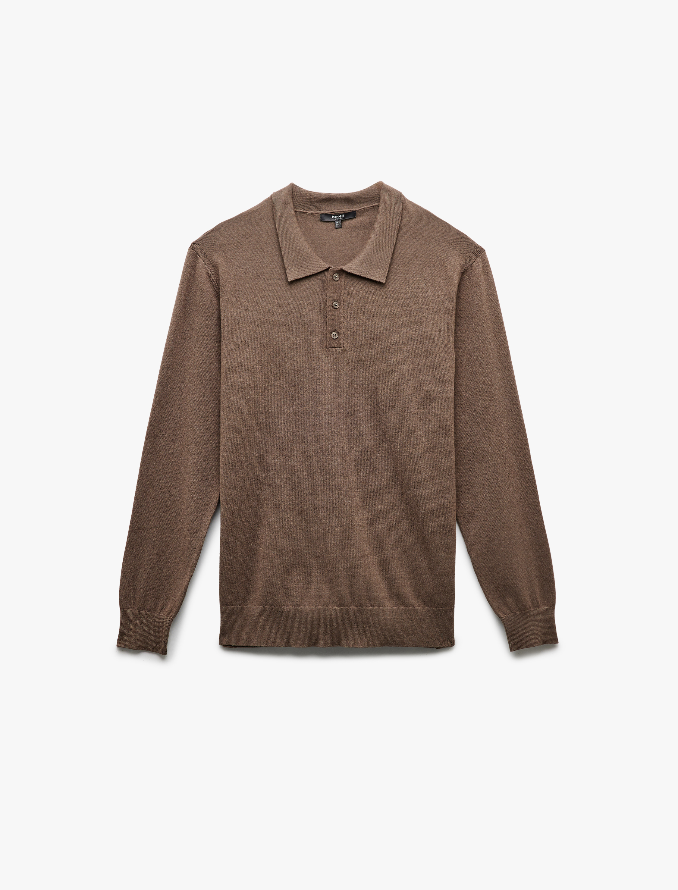 Uzun Kollu Düğmeli Polo Yaka Triko Kazak