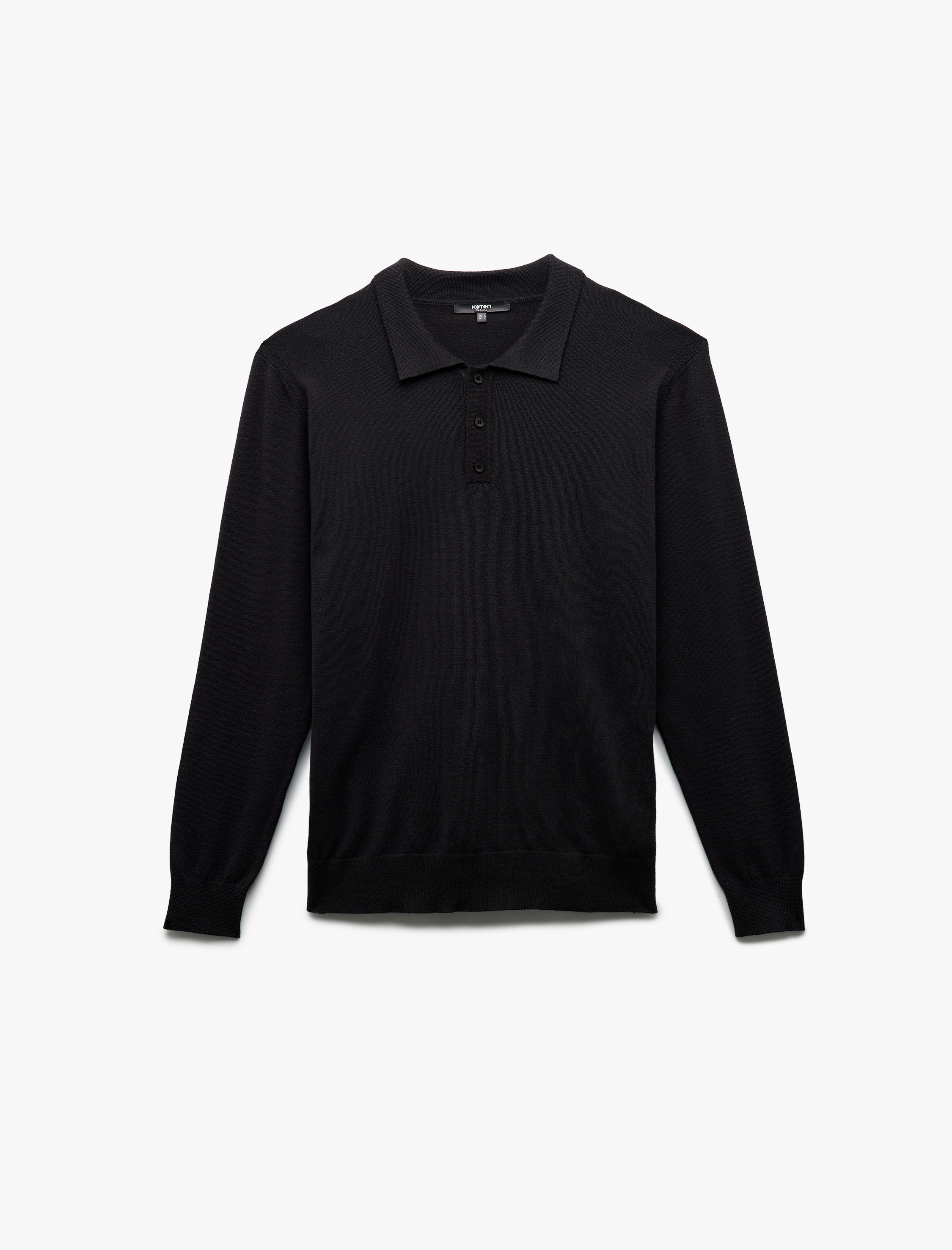 Uzun Kollu Düğmeli Polo Yaka Triko Kazak