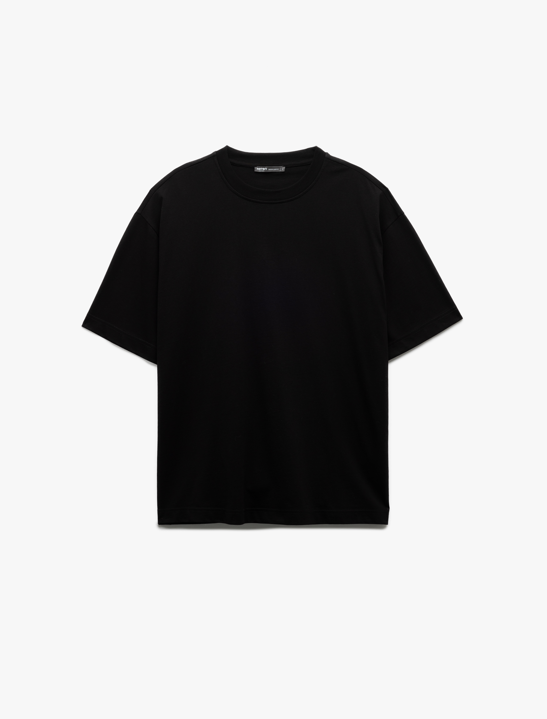   Kısa Kollu Bisiklet Yaka Pamuklu Basic Oversize Tişört