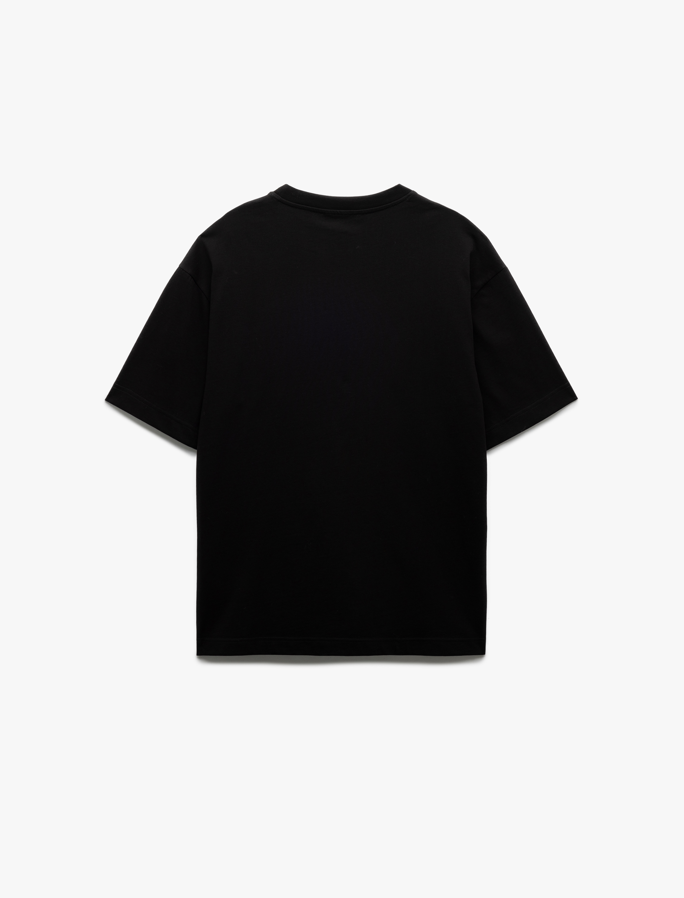   Kısa Kollu Bisiklet Yaka Pamuklu Basic Oversize Tişört