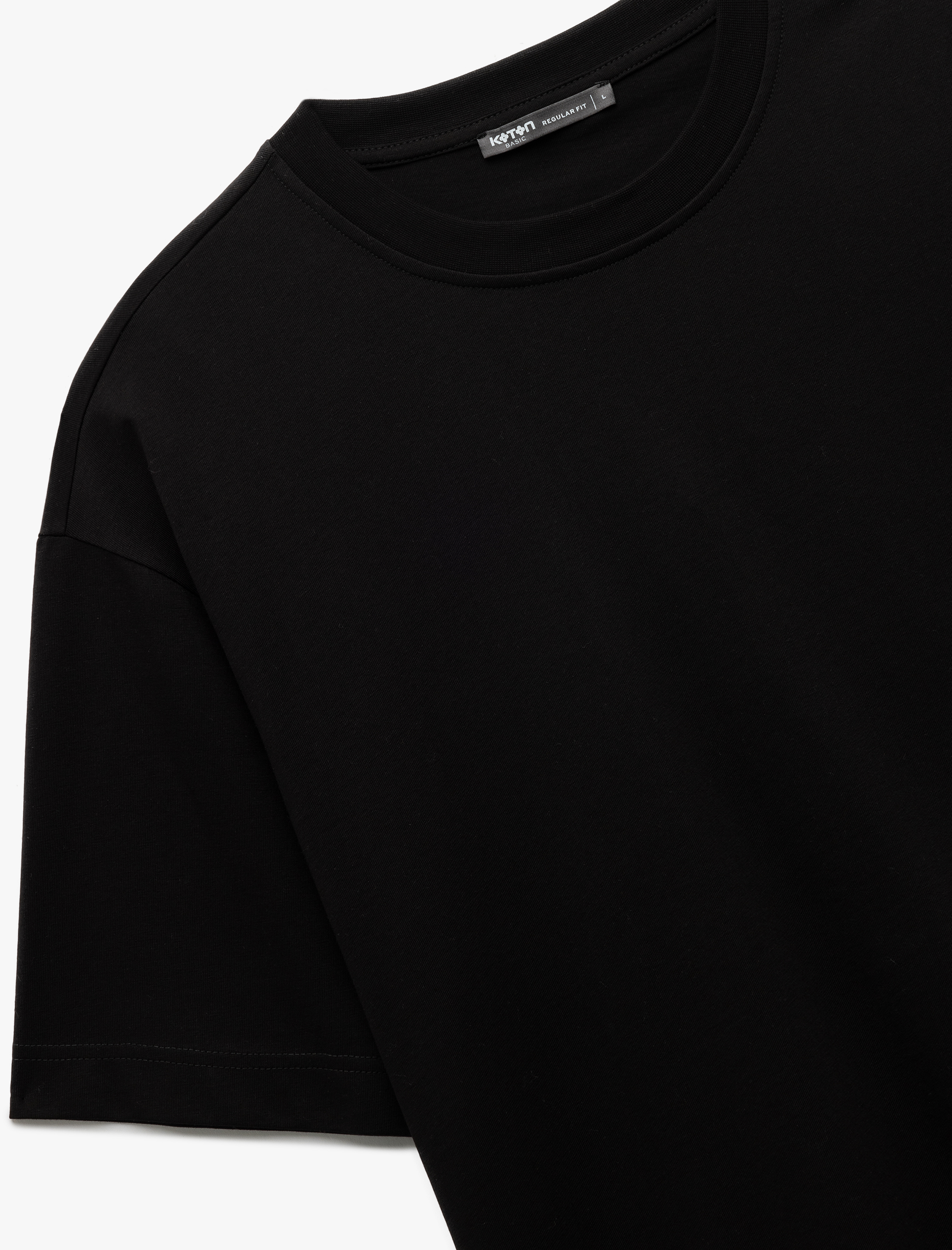   Kısa Kollu Bisiklet Yaka Pamuklu Basic Oversize Tişört