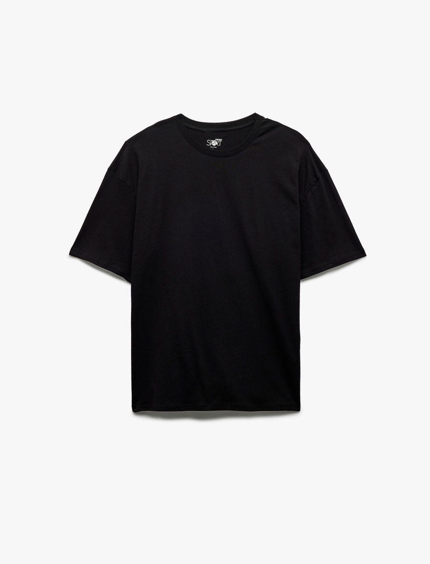   Yarım Kollu Bisiklet Yaka Pamuklu Oversize Basic Spor Tişört