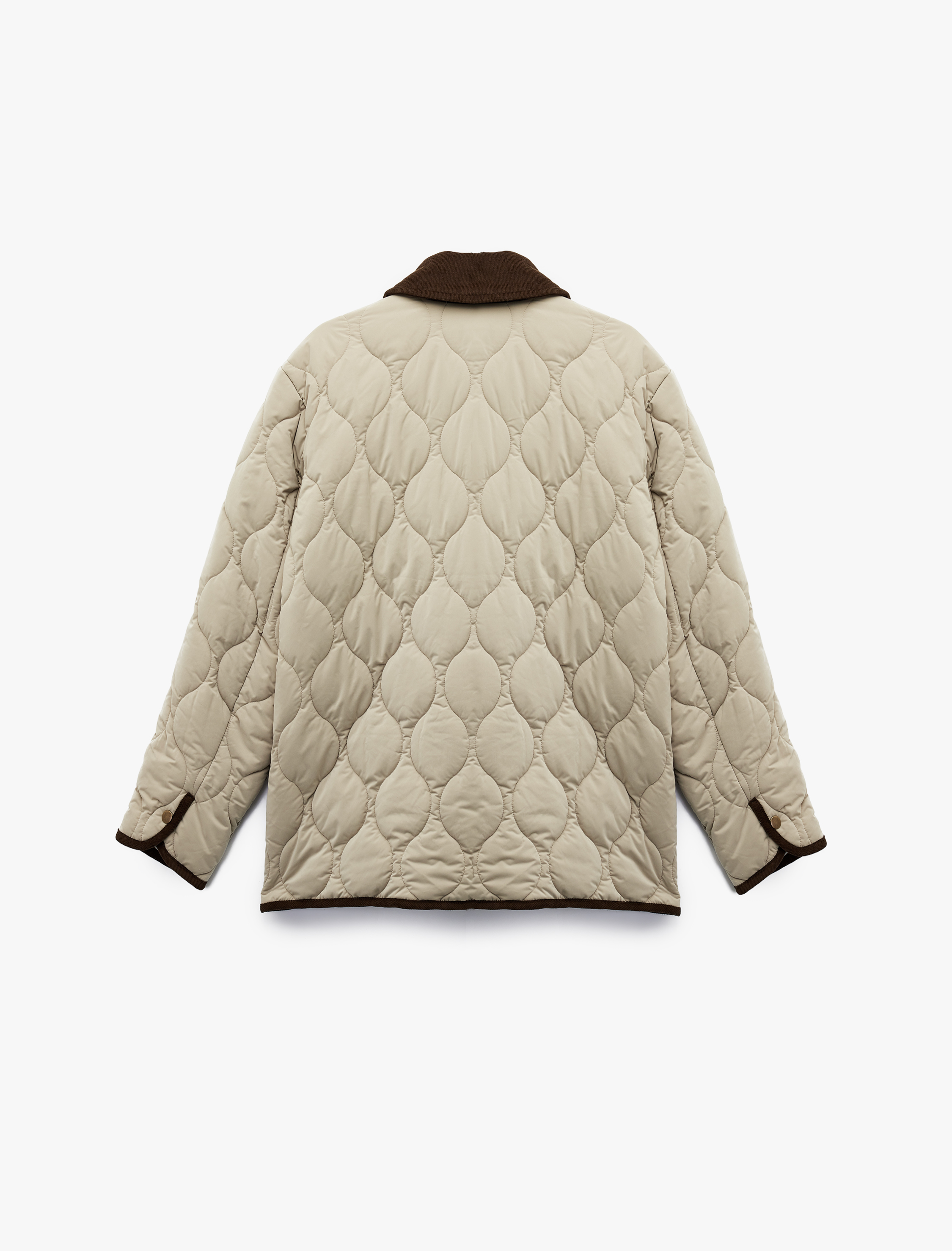   Uzun Kollu Klasik Yaka Çıtçıt Düğmeli Cepli Kapitone Ceket