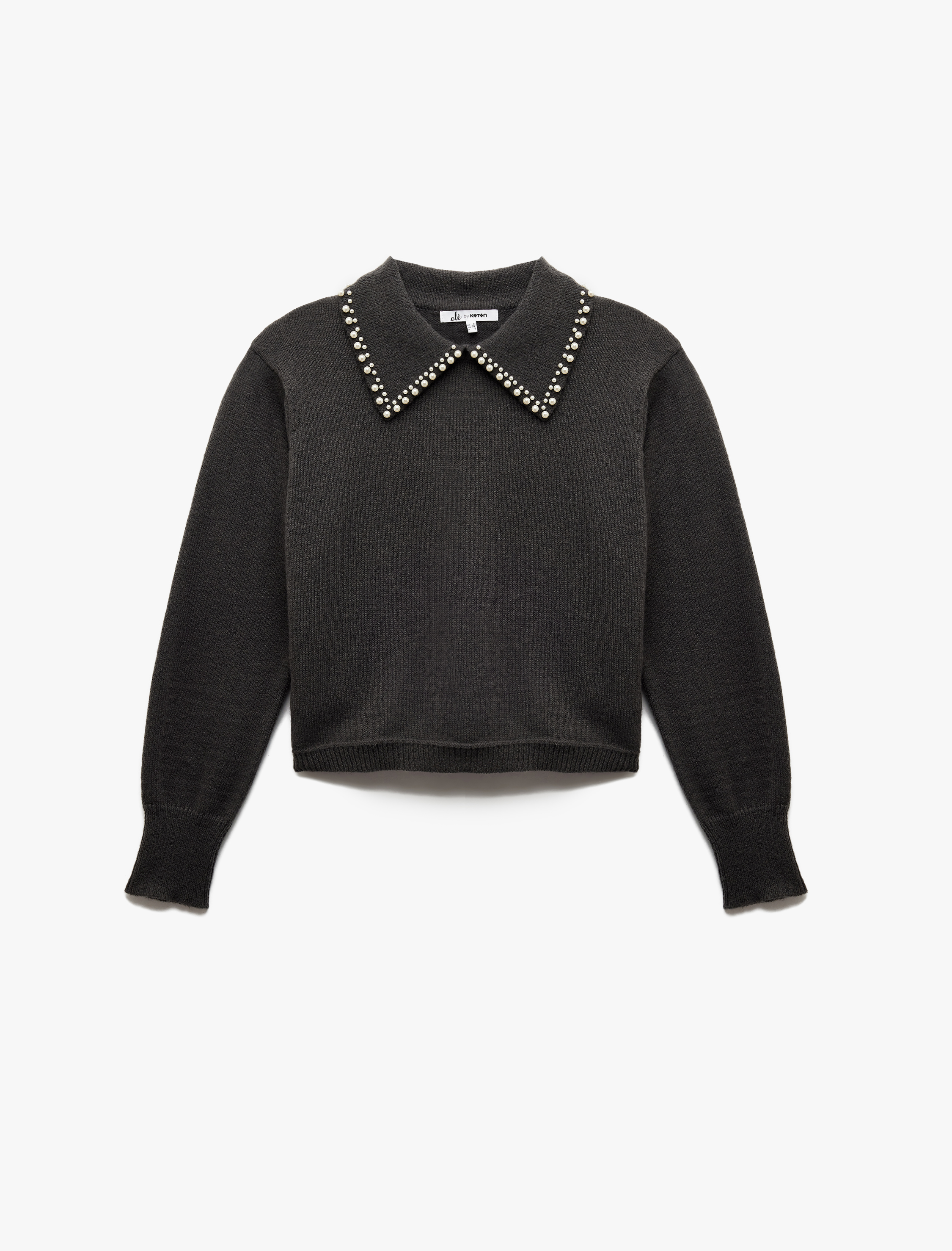   İnci Detaylı Bebe Yaka Uzun Kollu Triko Kazak