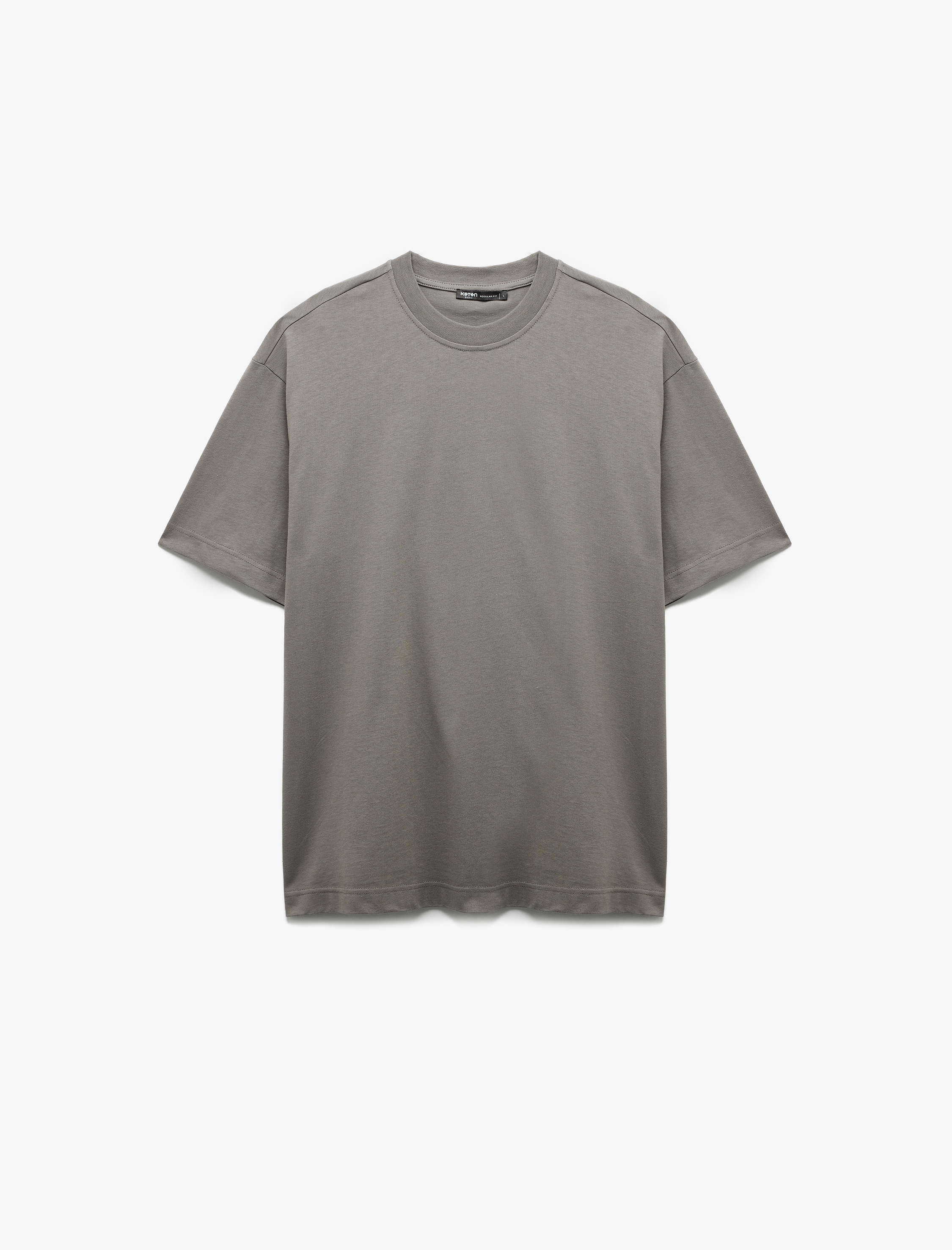   Kısa Kollu Bisiklet Yaka Pamuklu Basic Oversize Tişört