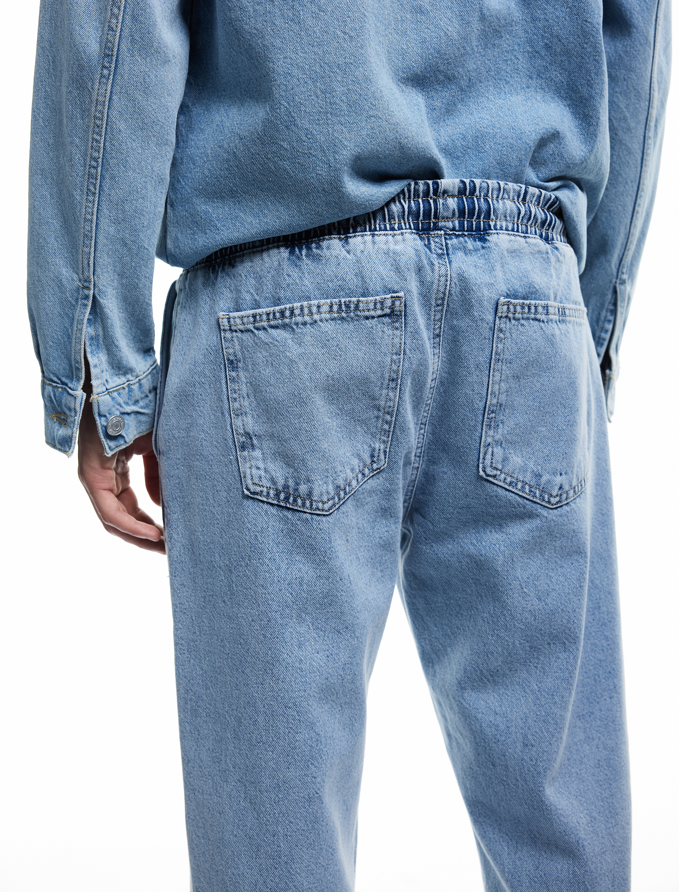   Pamuklu Cep Detaylı Beli Bağcıklı Jean Pantolon